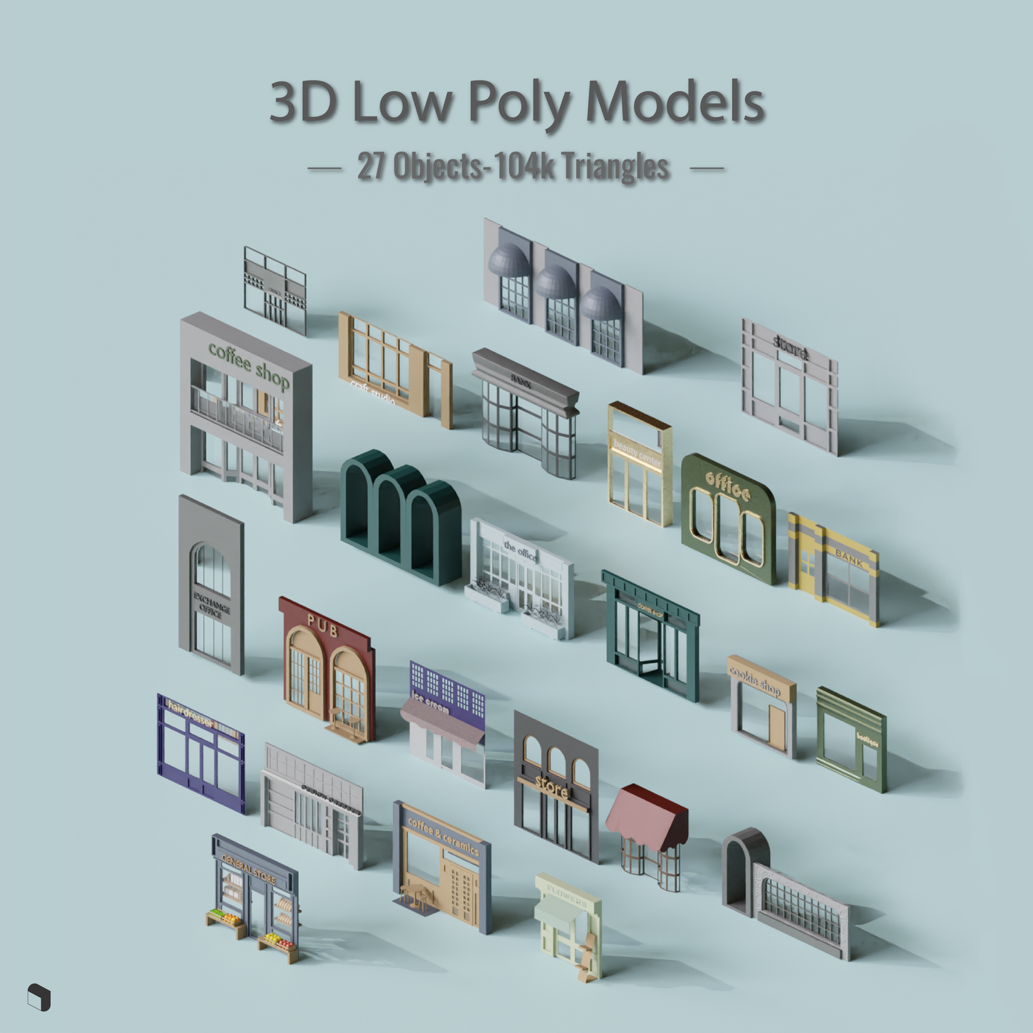 3D Model Low Poly Storefronts PNG - Toffu Co