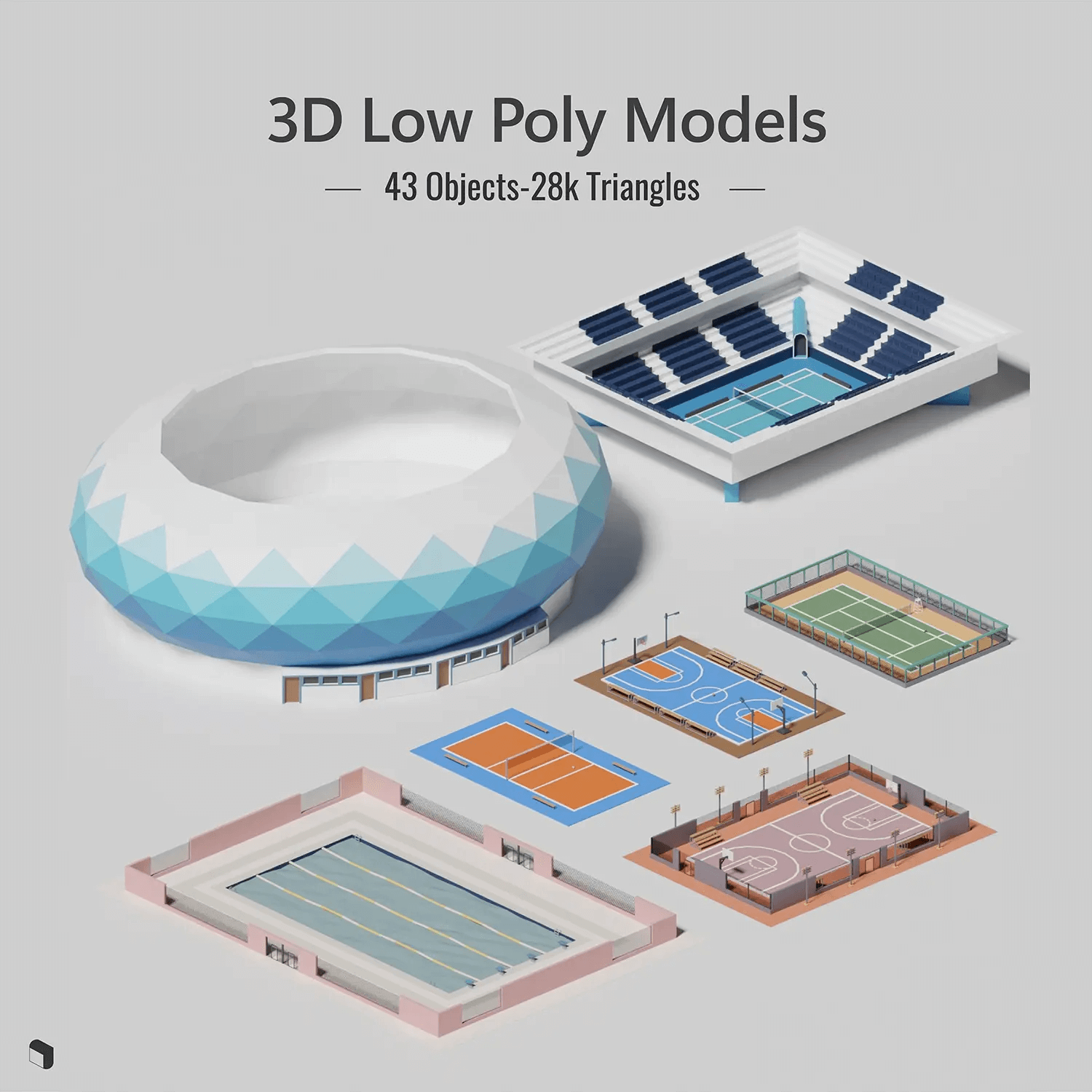 3D Model Low Poly Urban Sport Zone Digital Artwork drawings | Toffu Co