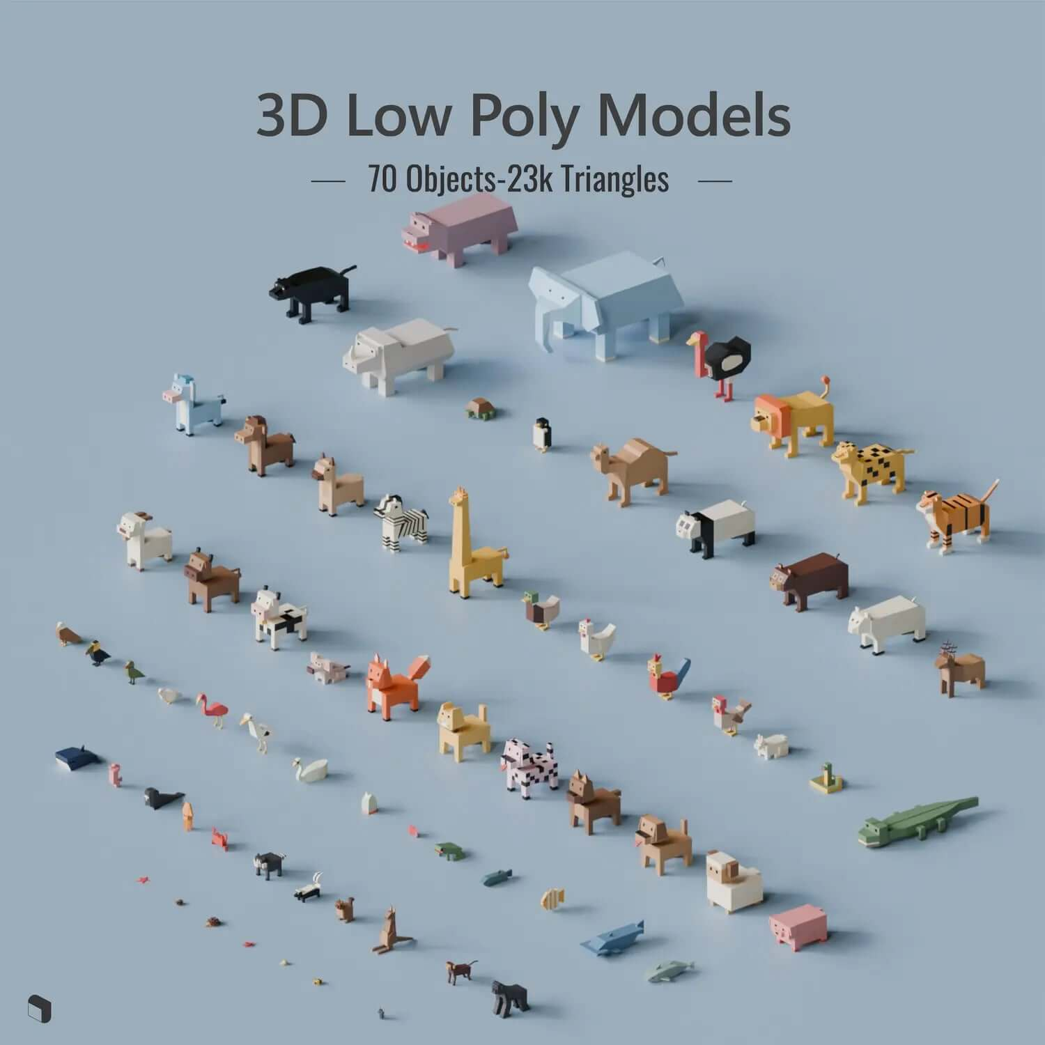 3D Model Low Poly Cartoon Animals – Toffu Co