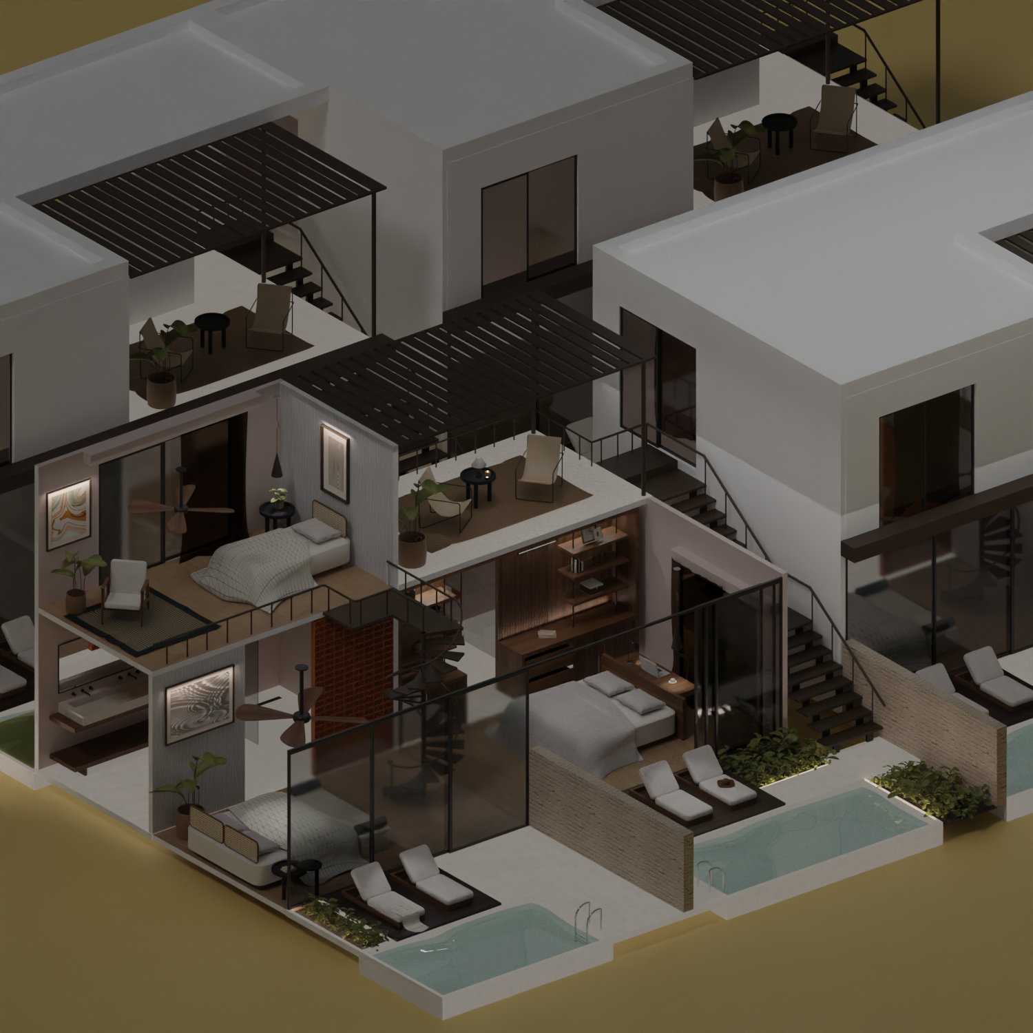3D Model Hotel Suits and Rooms PNG - Toffu Co