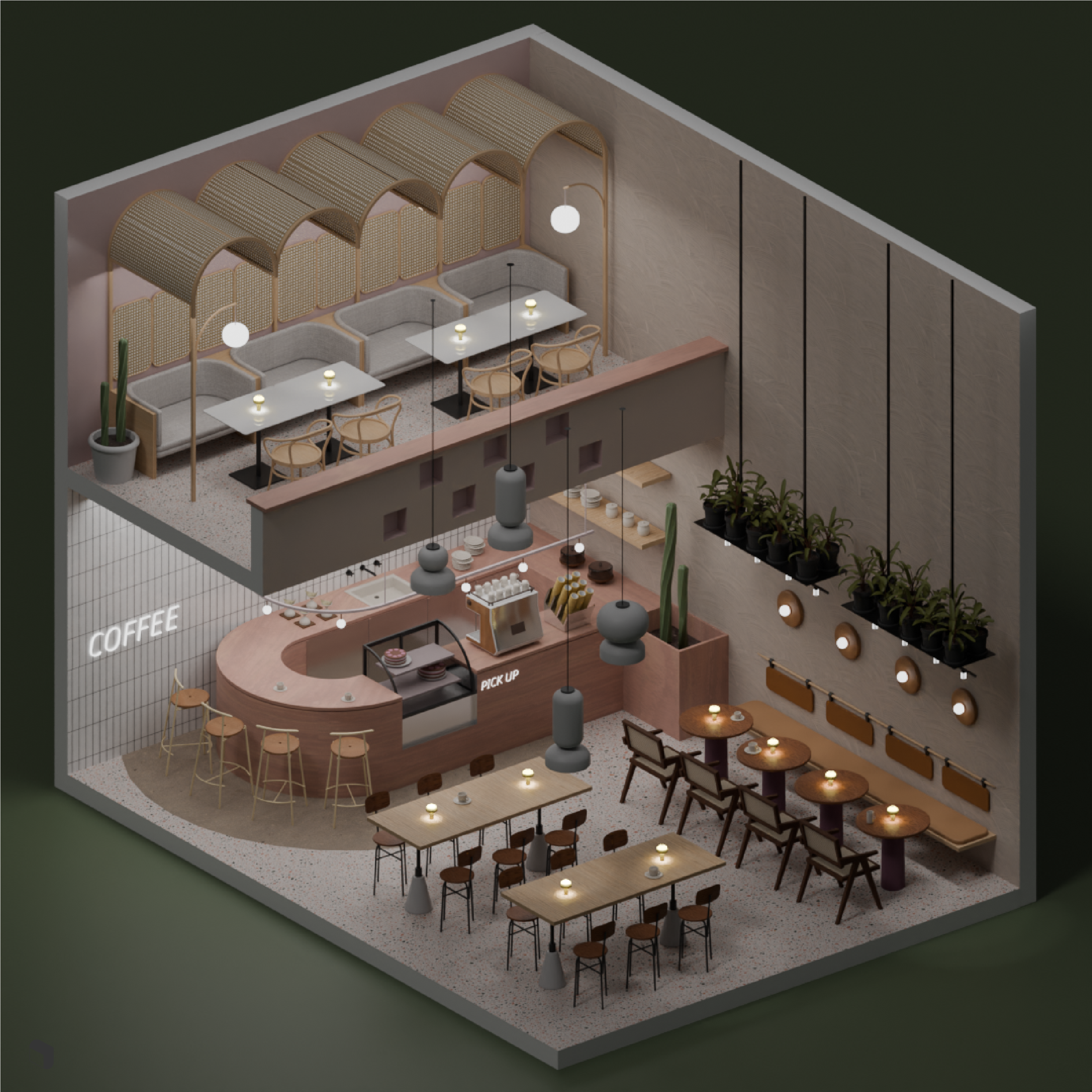 3D Model Coffee Shop 3 PNG - Toffu Co