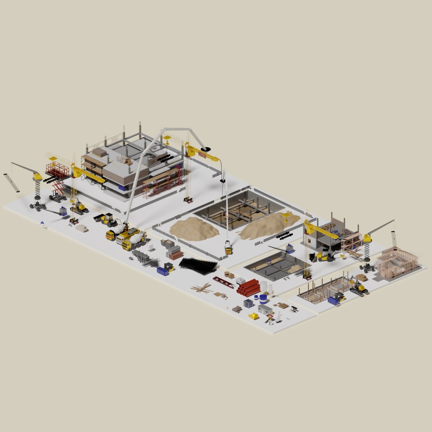 3D Model Construction Fillers PNG - Toffu Co