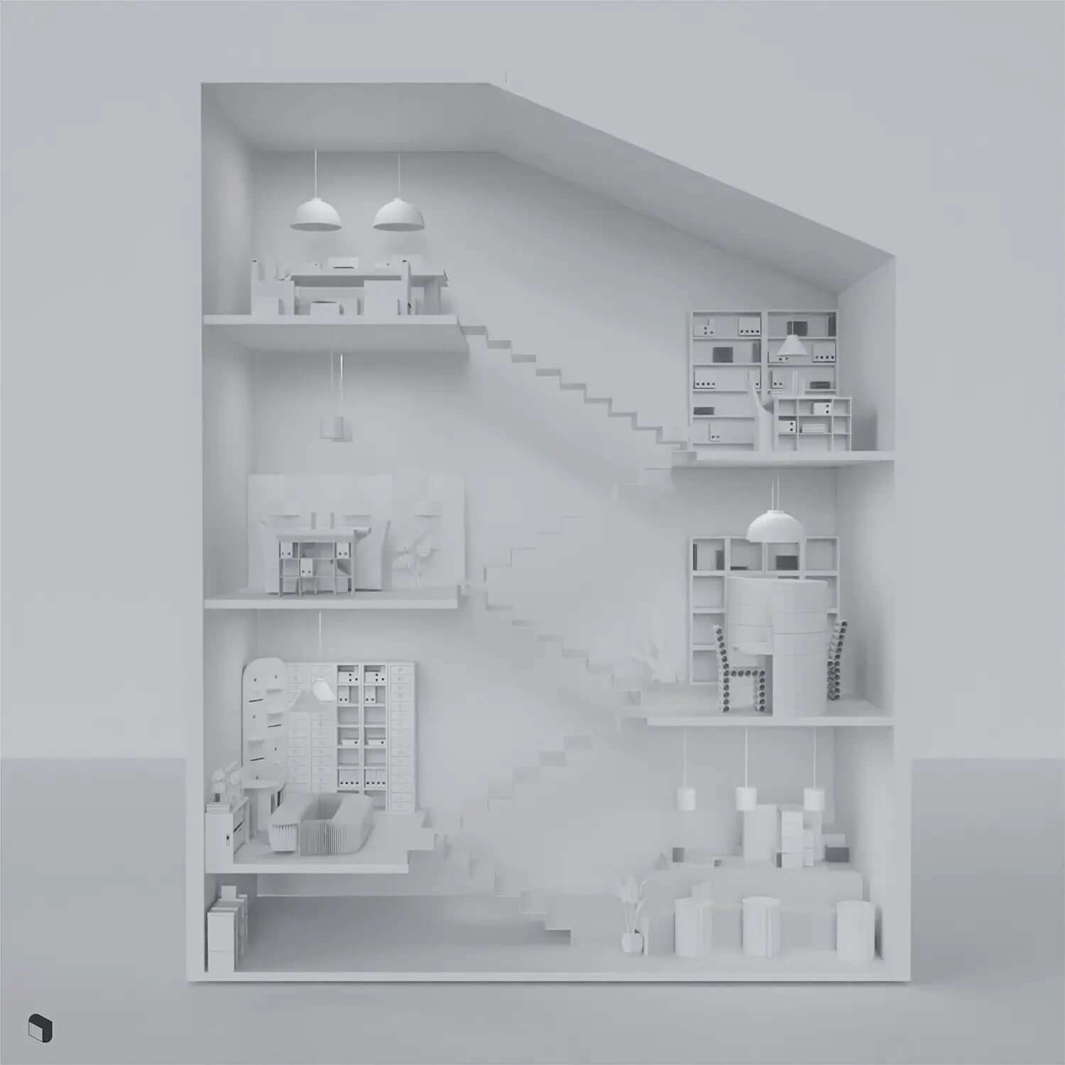 3D Model DIY Cardboard Office Digital Artwork drawings | Toffu Co