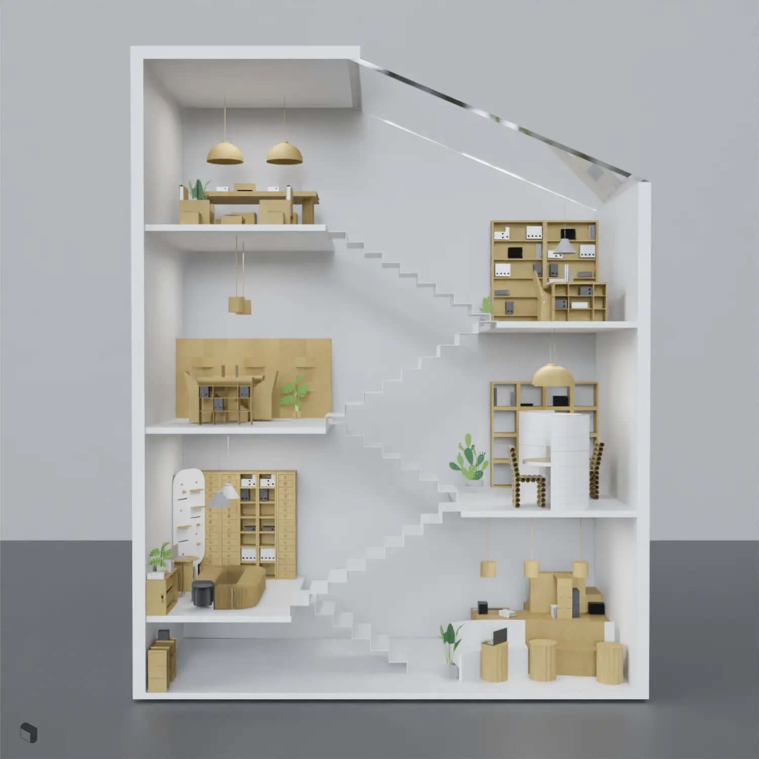 3D Model DIY Cardboard Office Digital Artwork drawings | Toffu Co