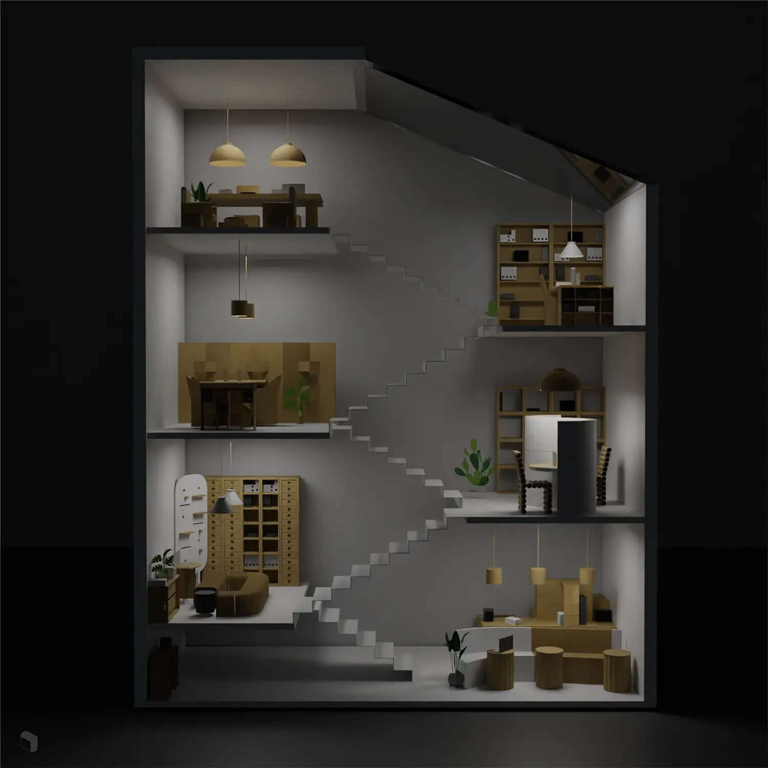 3D Model DIY Cardboard Office Digital Artwork drawings | Toffu Co