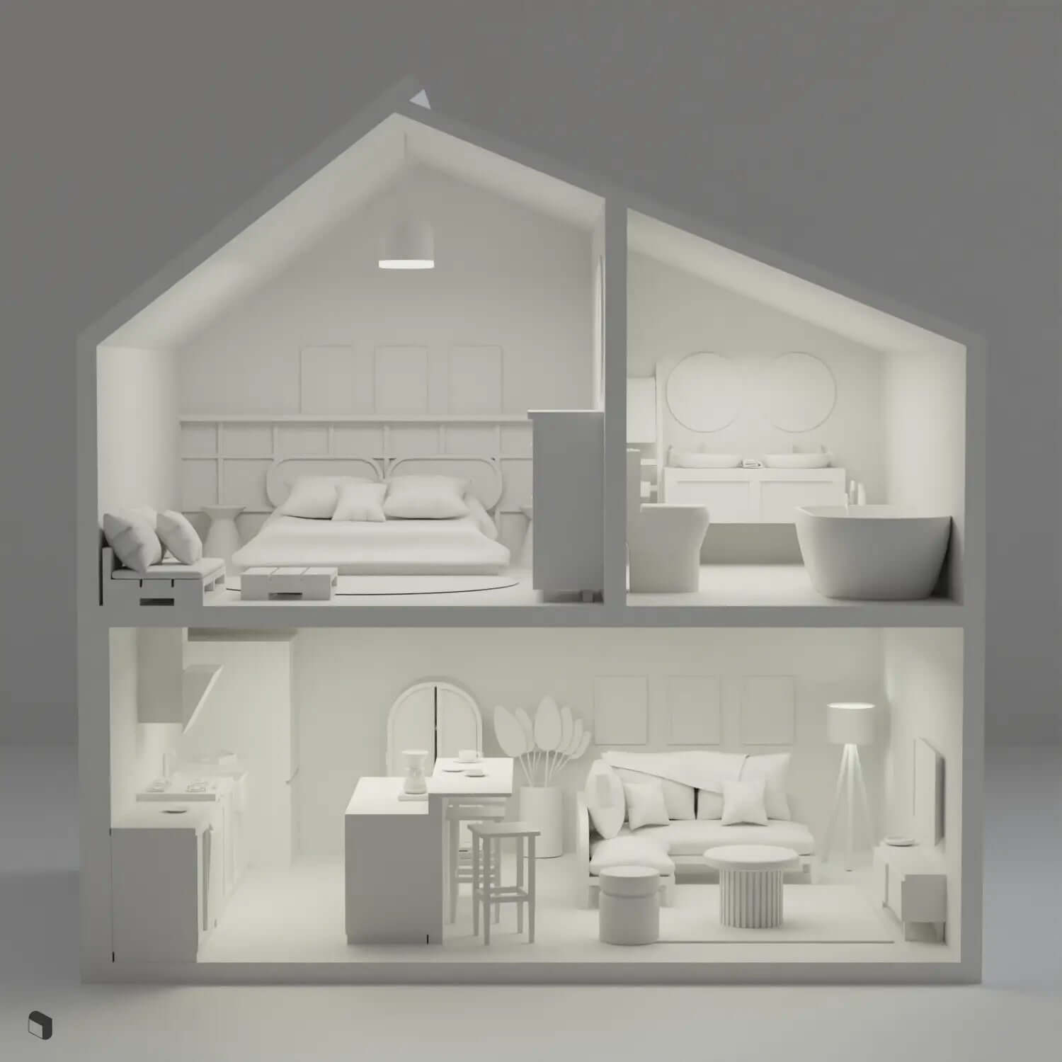3D Model Dollhouse Digital Artwork drawings | Toffu Co