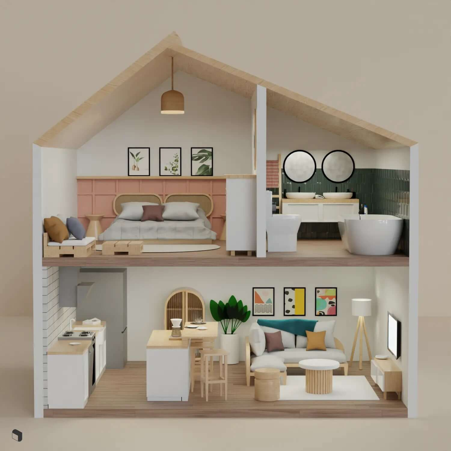 3D Model Dollhouse Digital Artwork drawings | Toffu Co