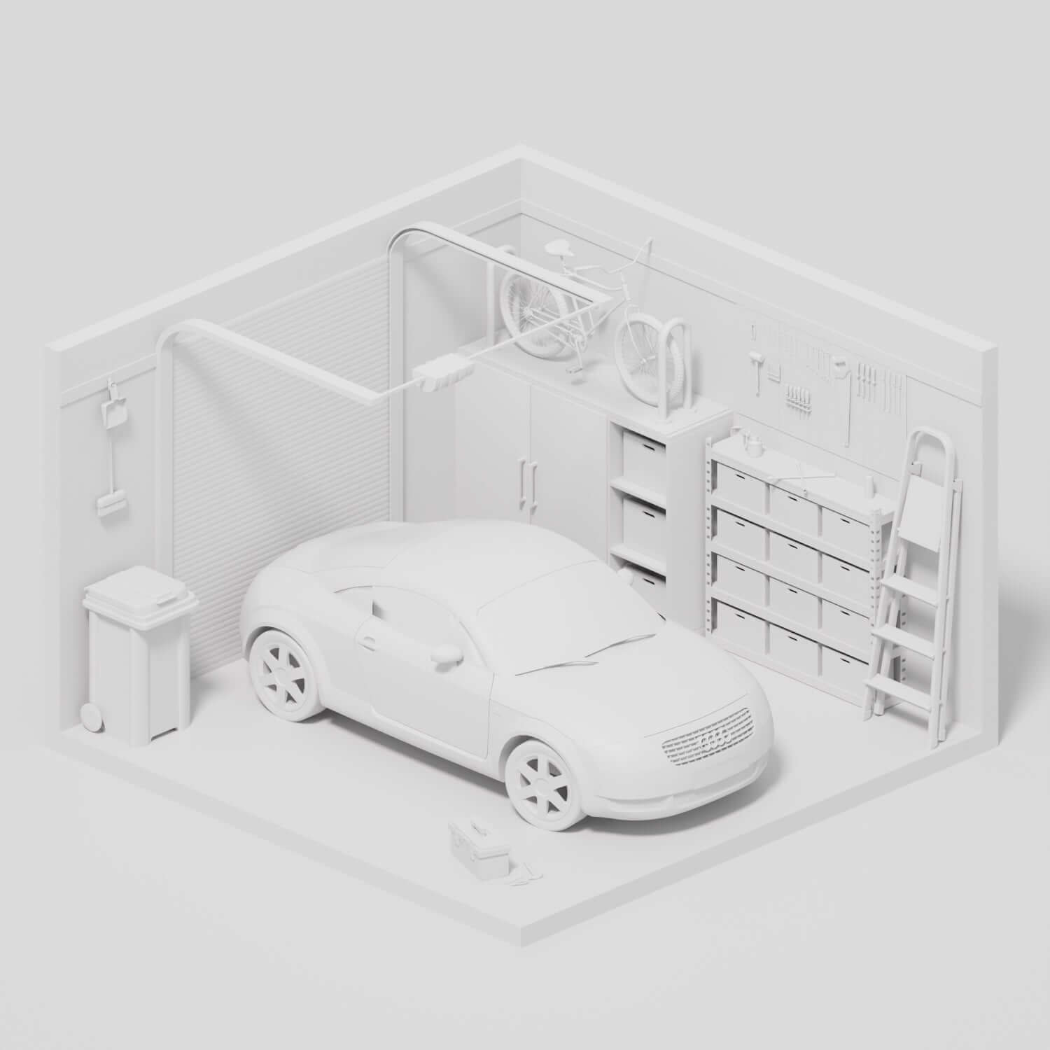 3D Model Garage Digital Artwork drawings | Toffu Co