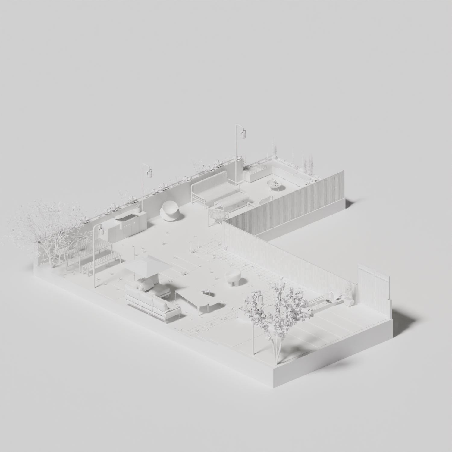 3D Model Architect Office Garden PNG - Toffu Co