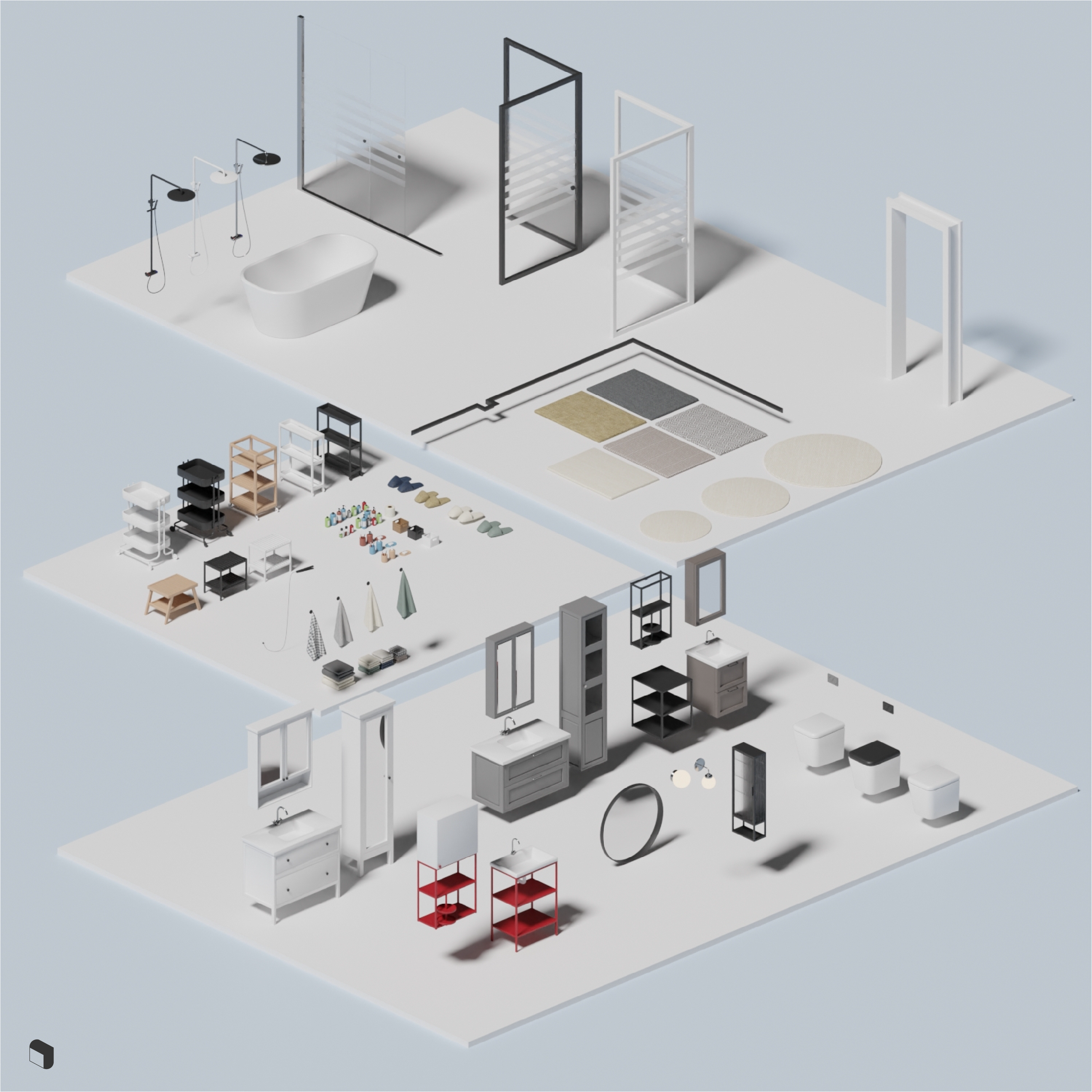 3D Model Ikea Bathroom Setups PNG - Toffu Co
