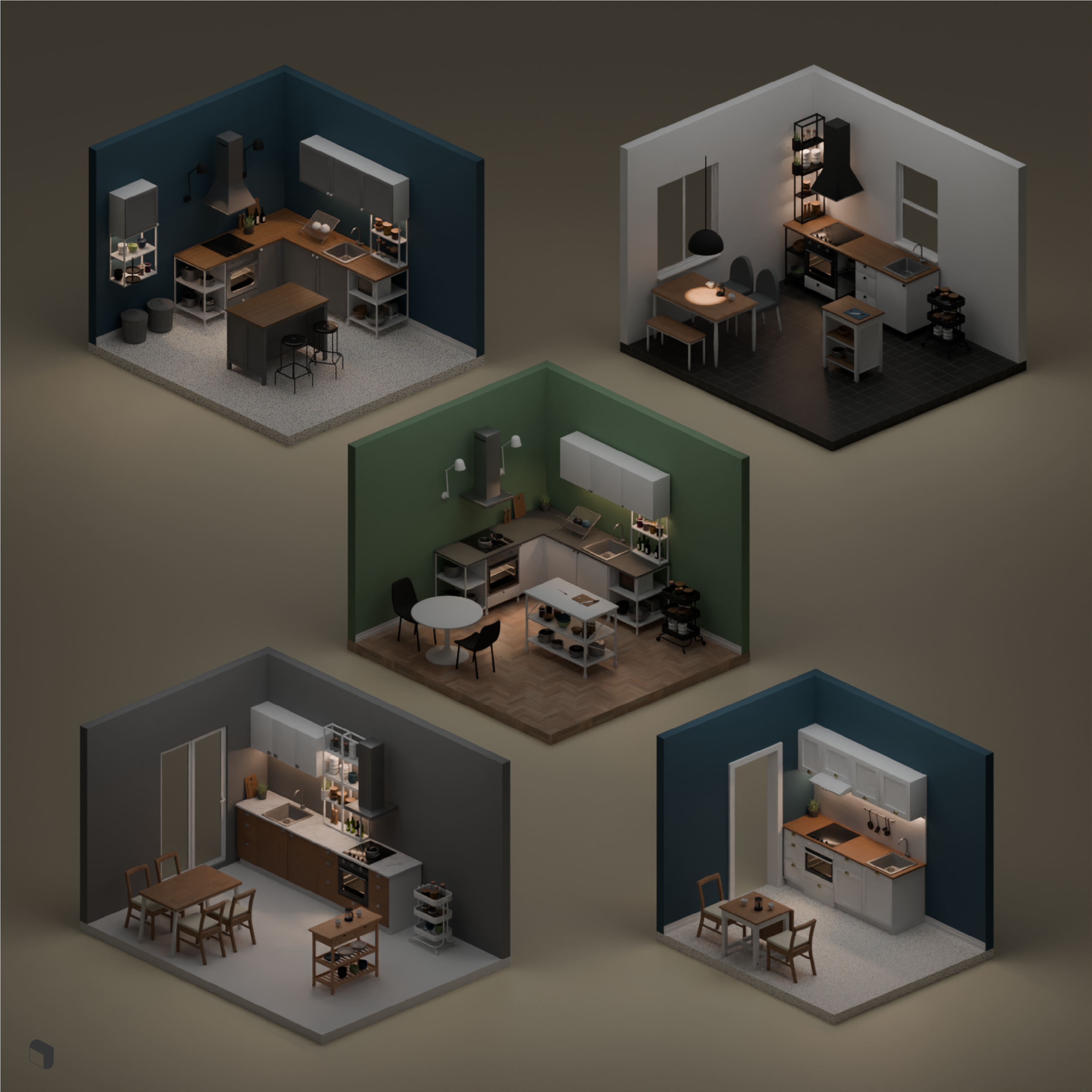 3D Model Ikea Kitchen Setups PNG - Toffu Co