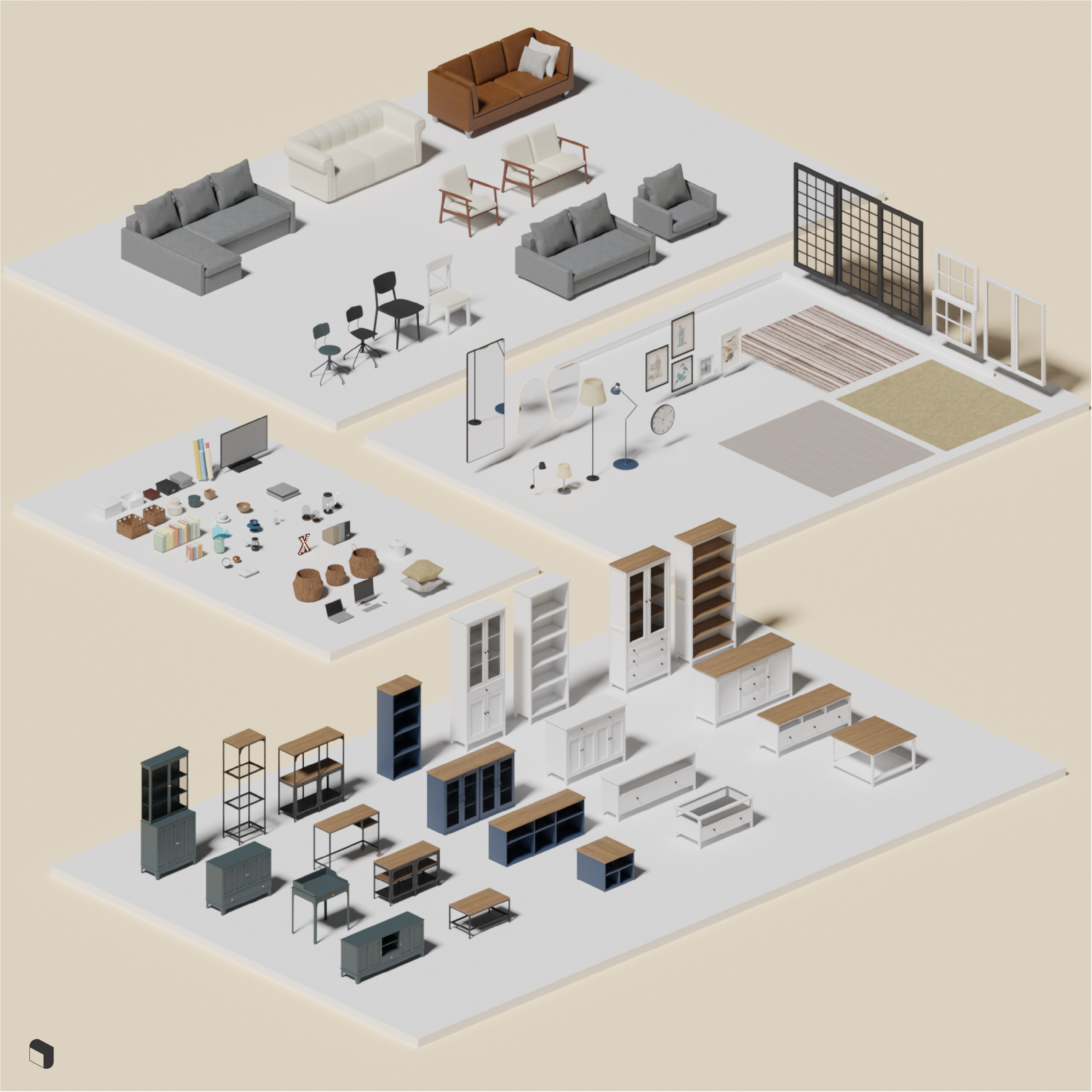 3D Model Ikea Living Room Setups PNG - Toffu Co