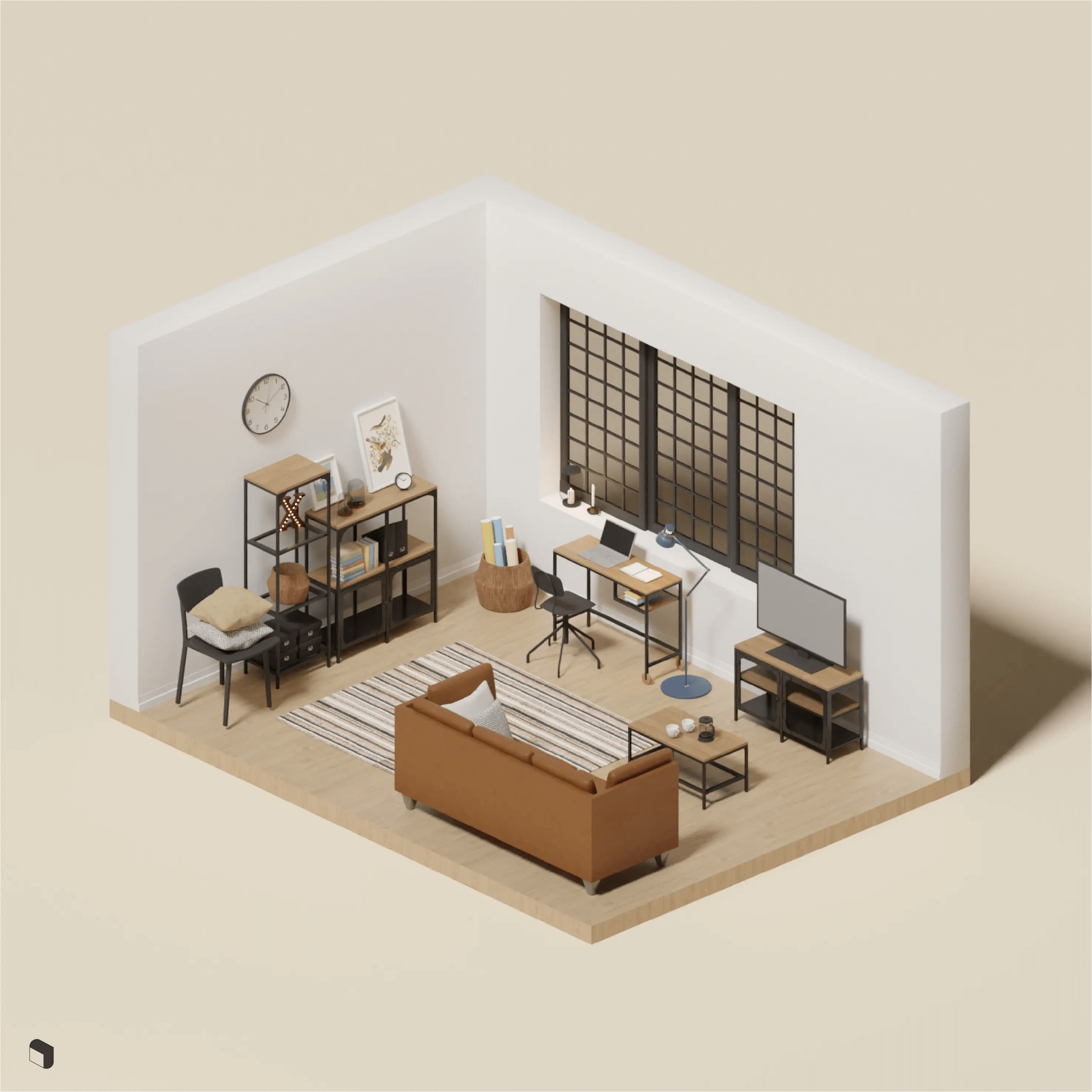 3D Model Ikea Living Room Setups Digital Artwork drawings | Toffu Co
