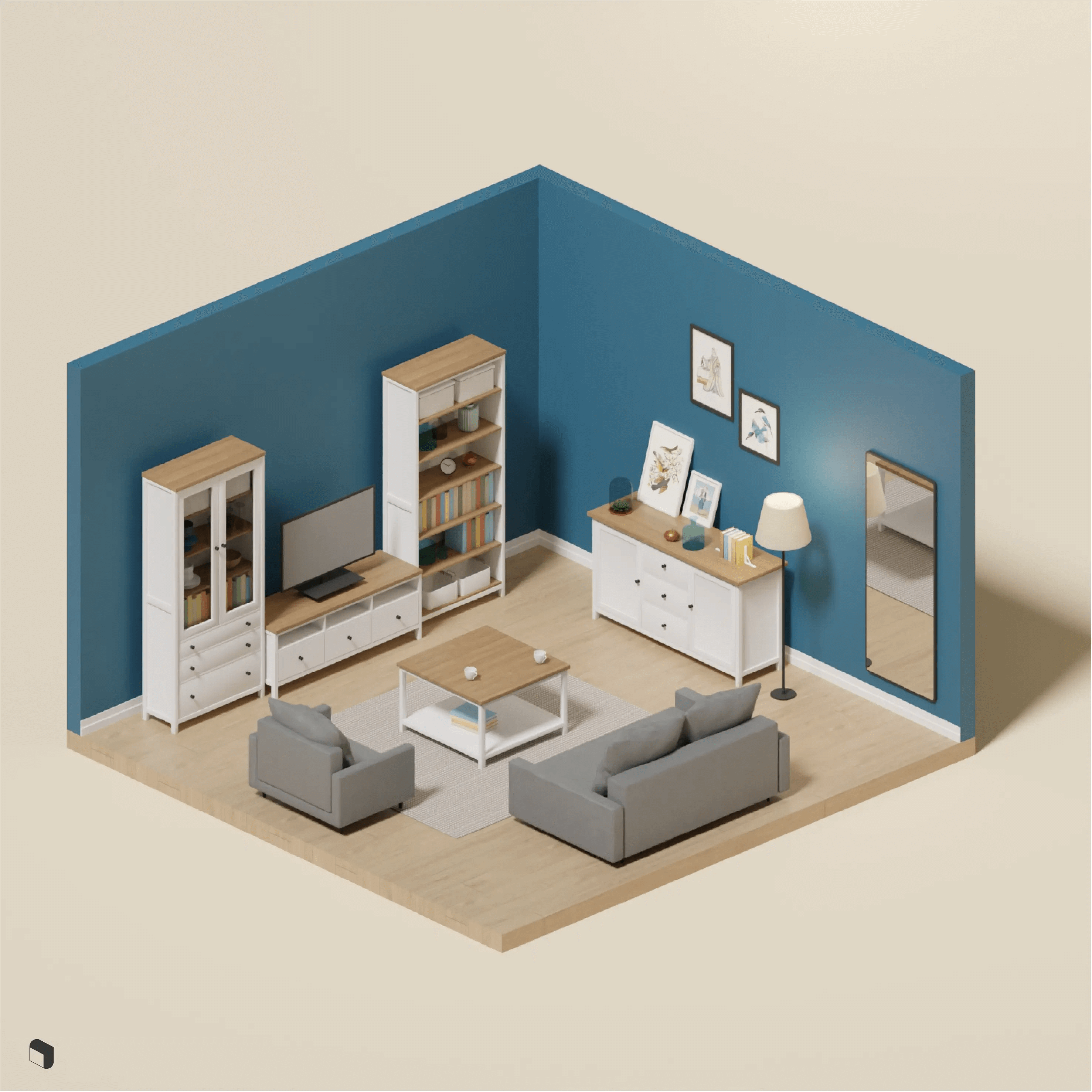 3D Model Ikea Living Room Setups Digital Artwork drawings | Toffu Co