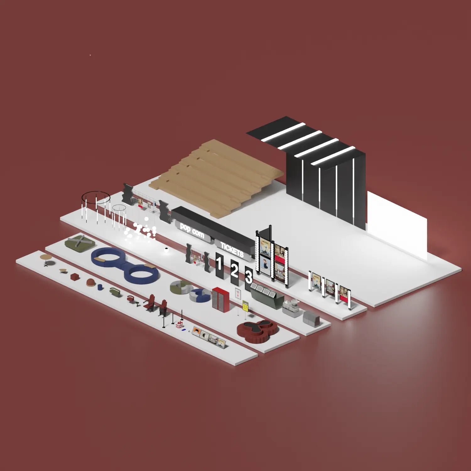 3D Model Mall Cinema Hall Digital Artwork drawings | Toffu Co
