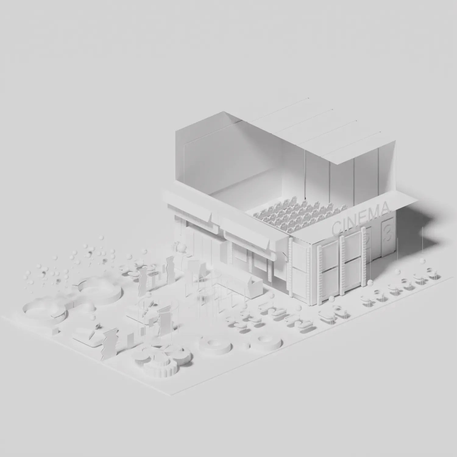 3D Model Mall Cinema Hall Digital Artwork drawings | Toffu Co