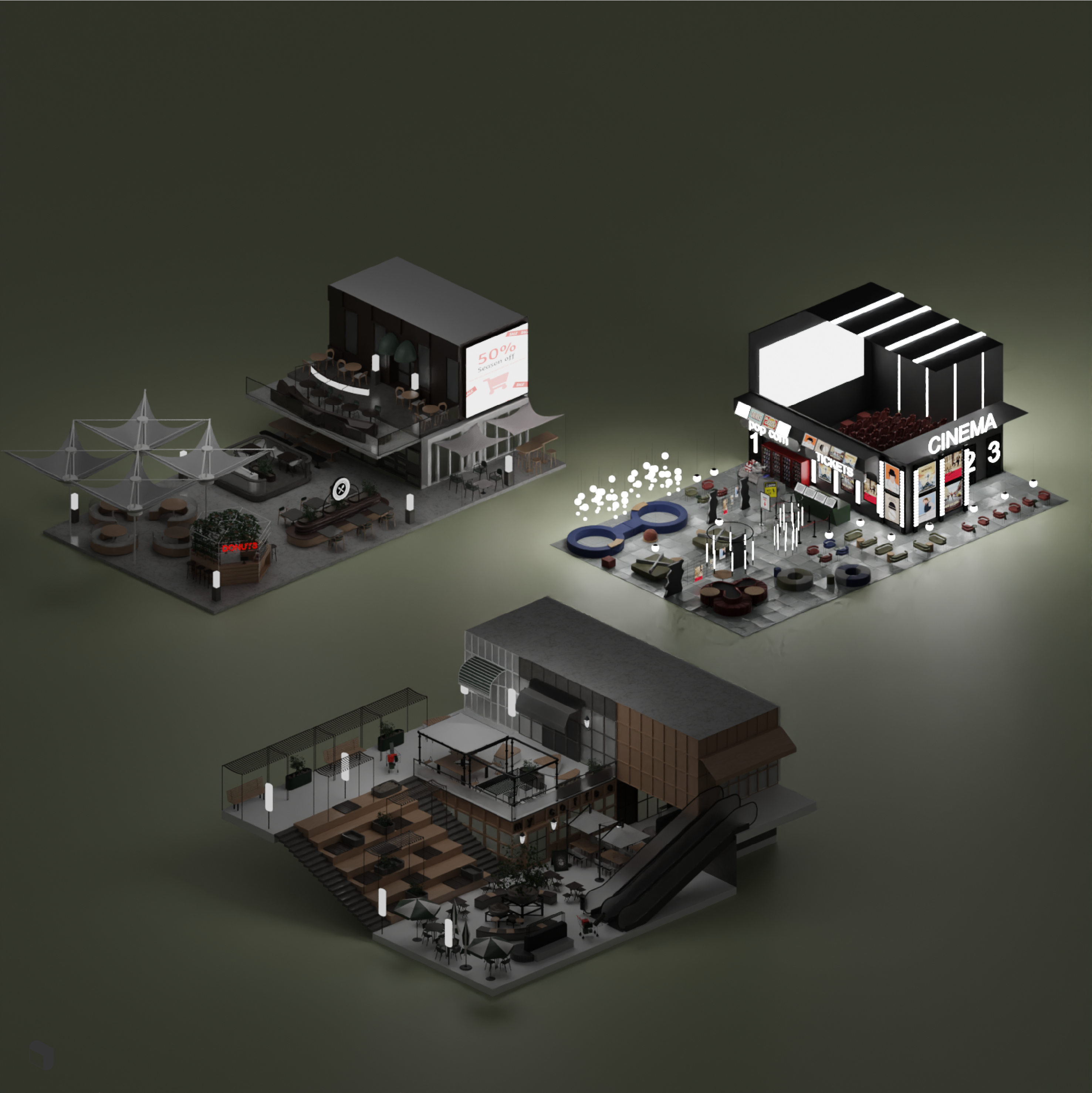 3D Model Mall Bundle PNG - Toffu Co