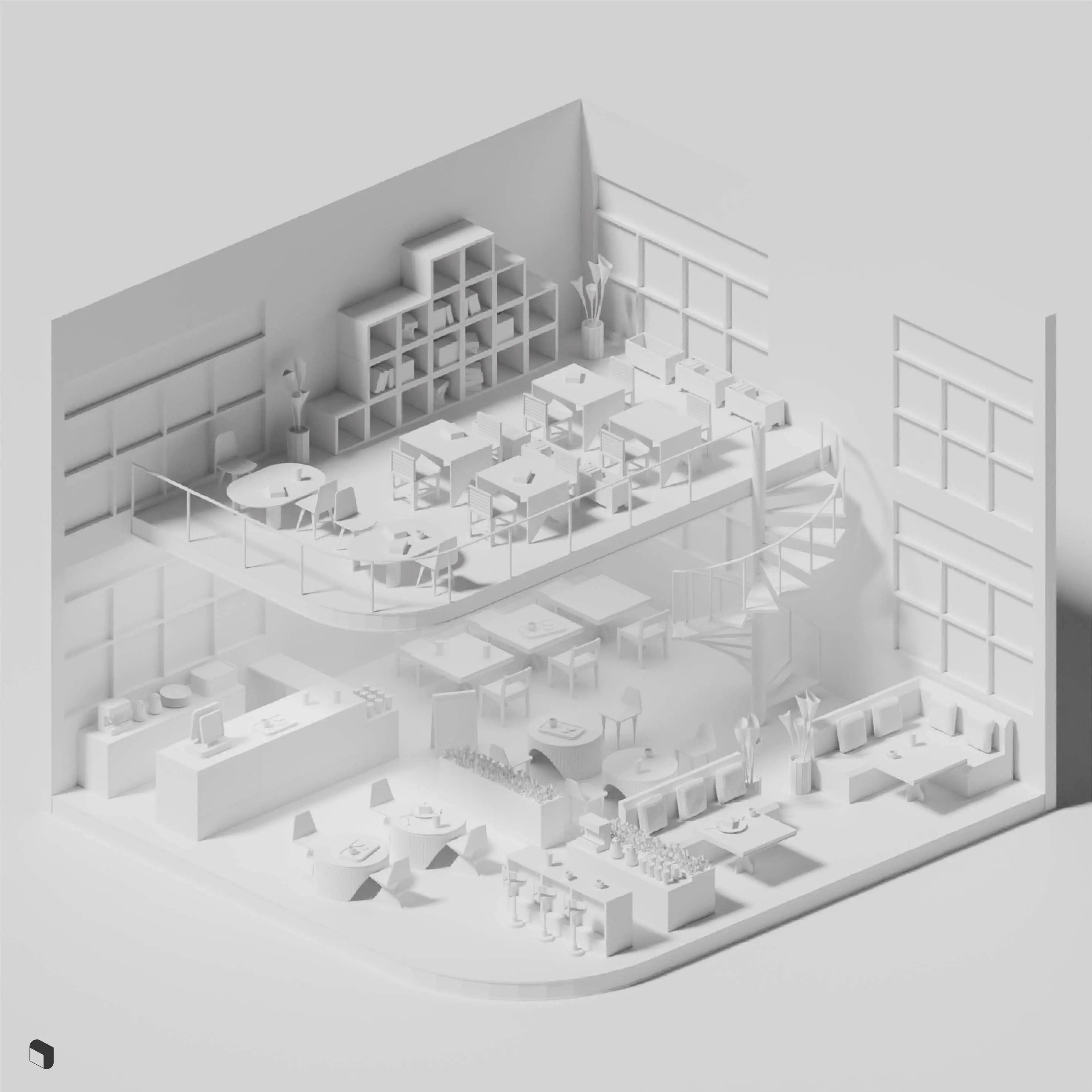 3D Model Paper Social Coffee Digital Artwork drawings | Toffu Co