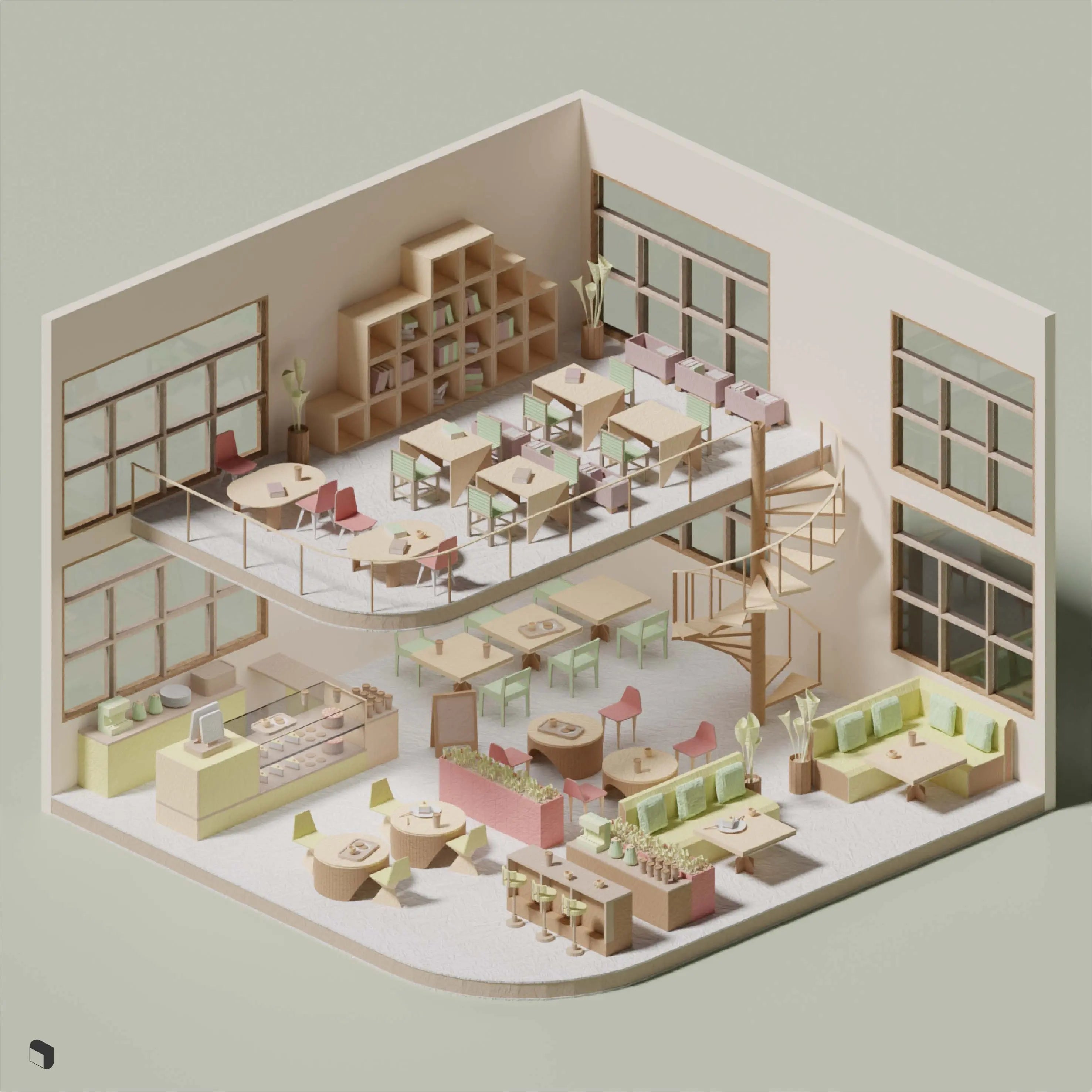 3D Model Paper Social Coffee Digital Artwork drawings | Toffu Co