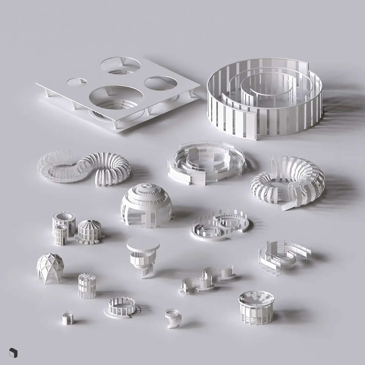3D Model Pavilion Structures Digital Artwork drawings | Toffu Co