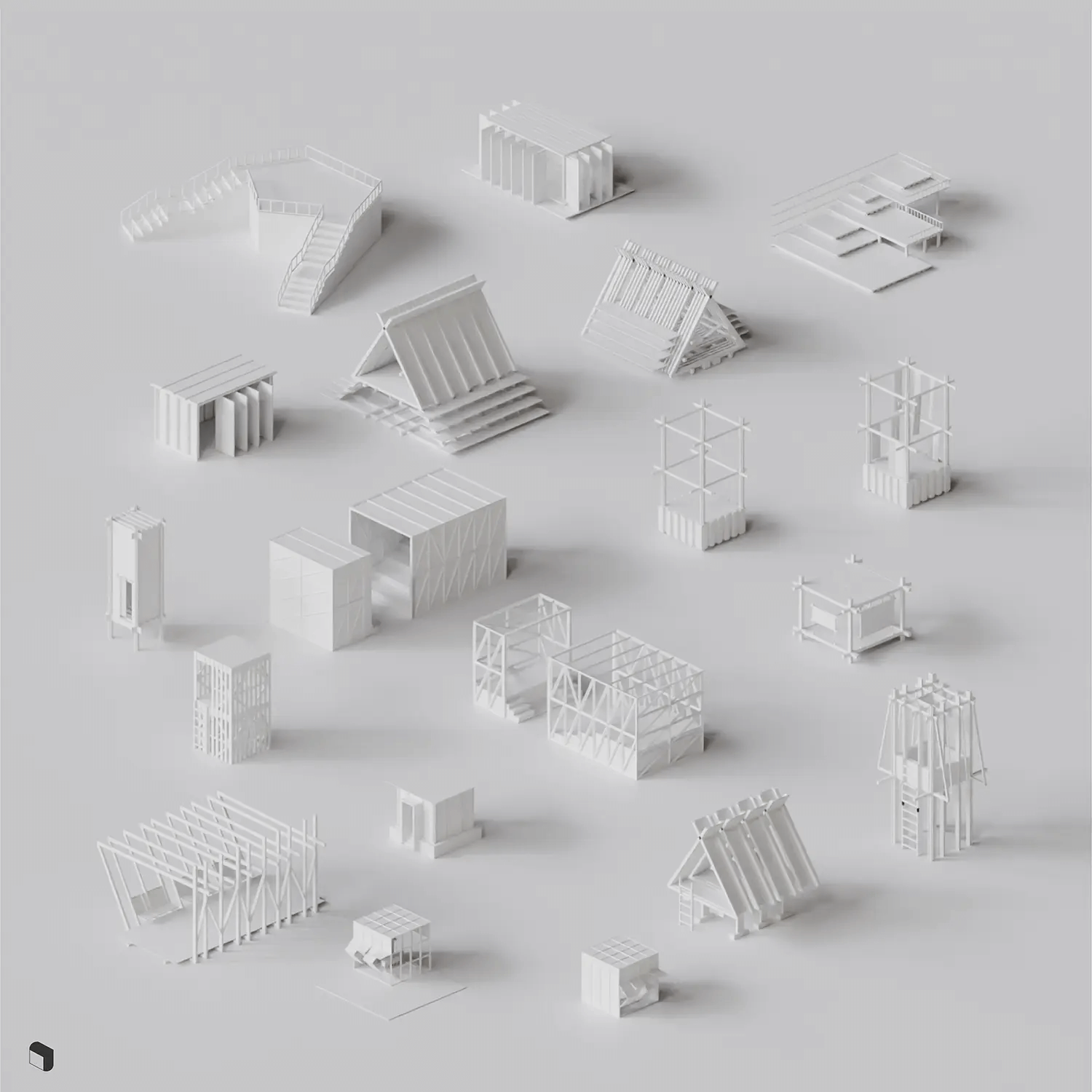 3D Model Pavilion Structures 2 Digital Artwork drawings | Toffu Co