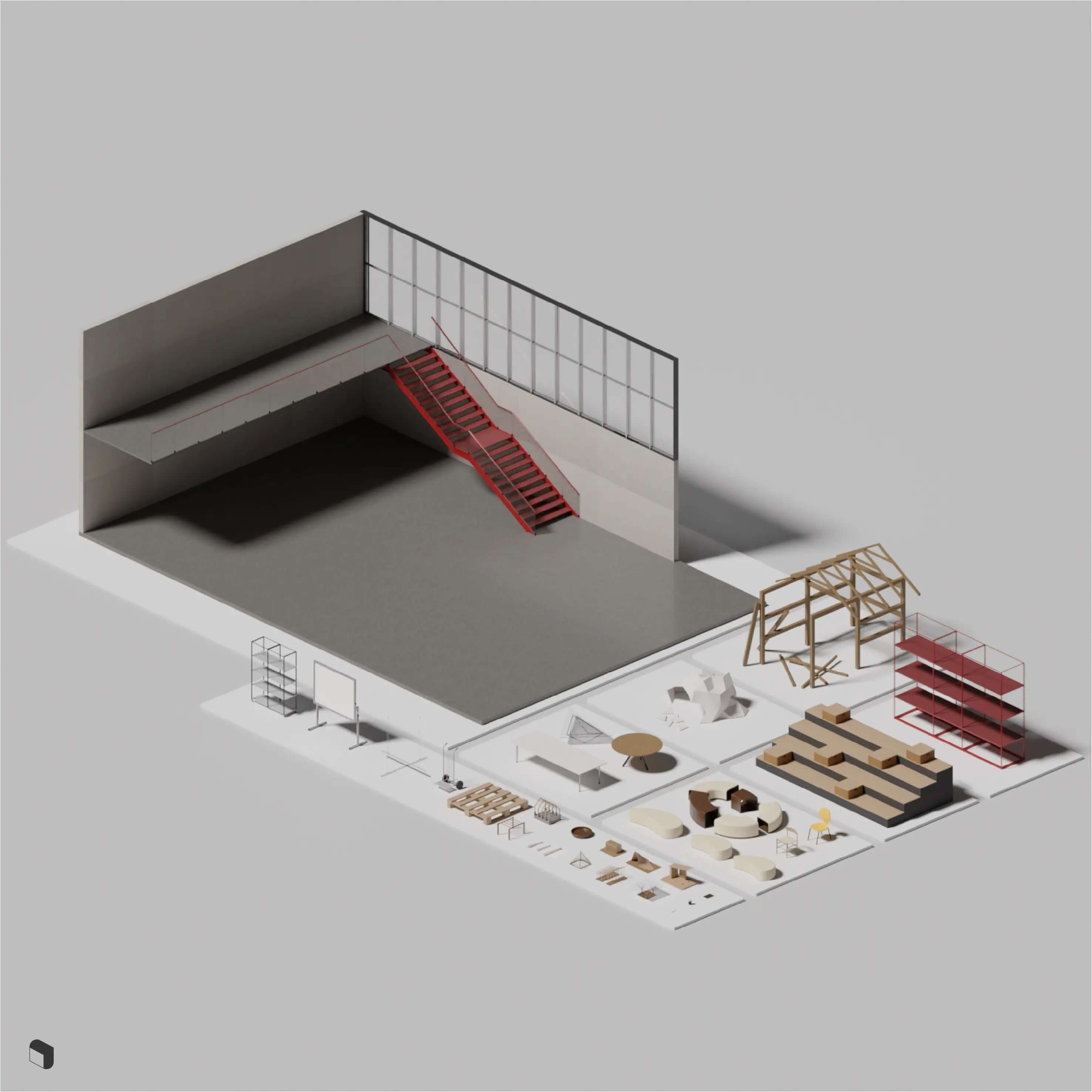 3D Model School of Architecture Activity Zone Digital Artwork drawings | Toffu Co