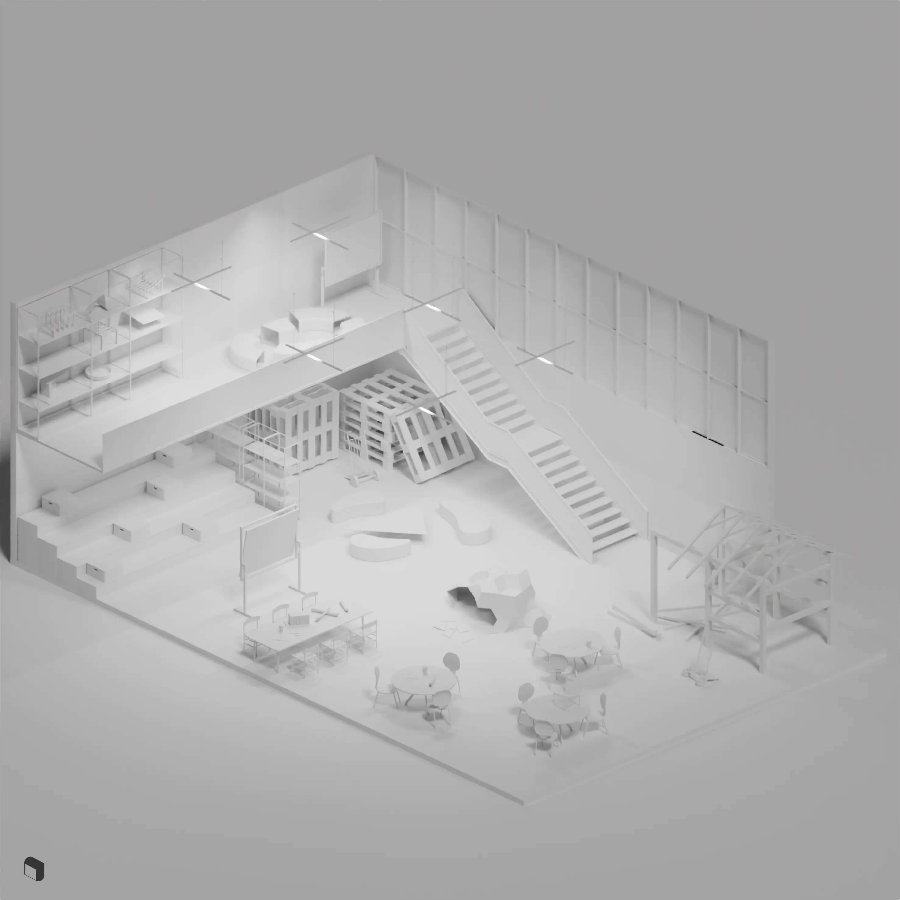3D Model School of Architecture Activity Zone Digital Artwork drawings | Toffu Co