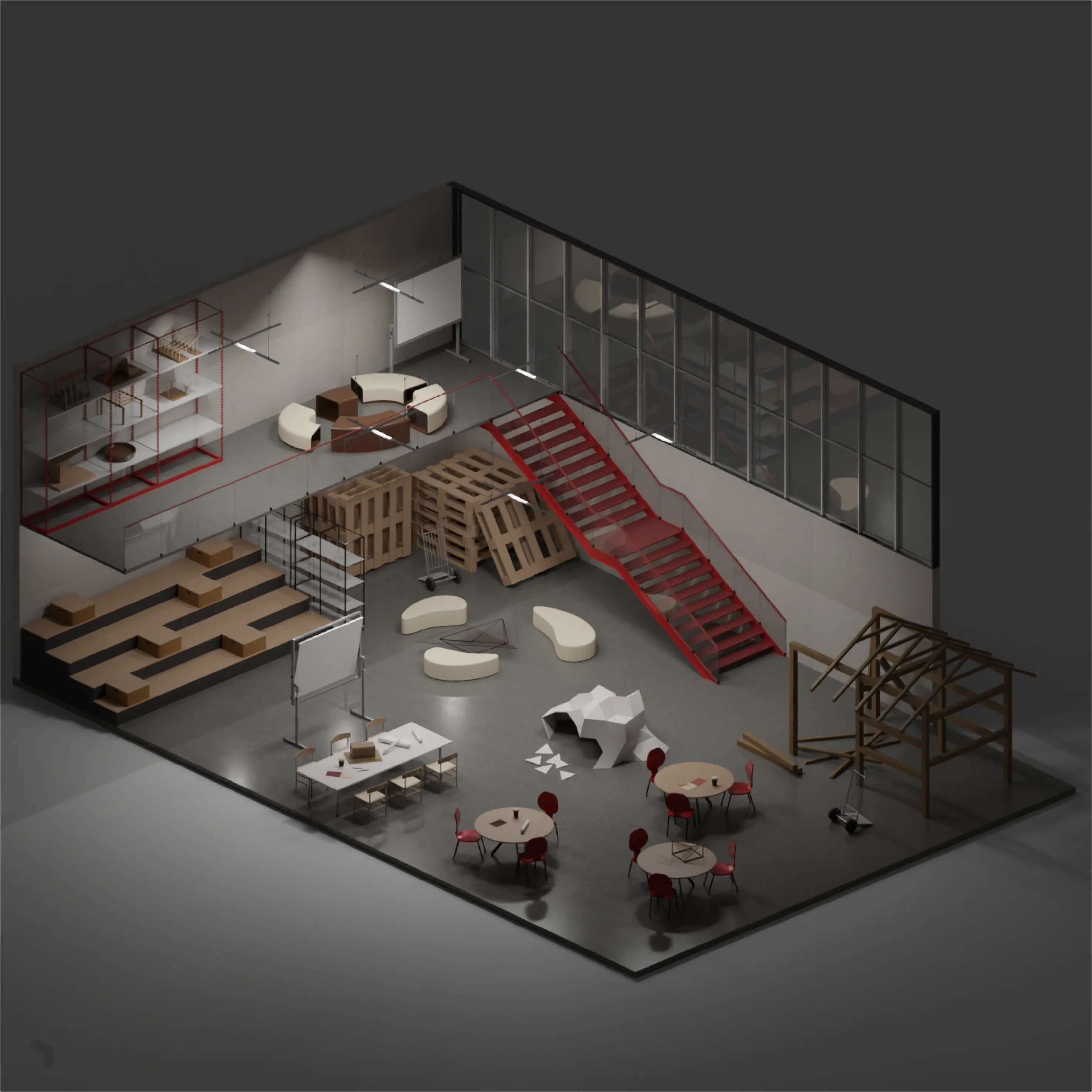 3D Model School of Architecture Activity Zone Digital Artwork drawings | Toffu Co