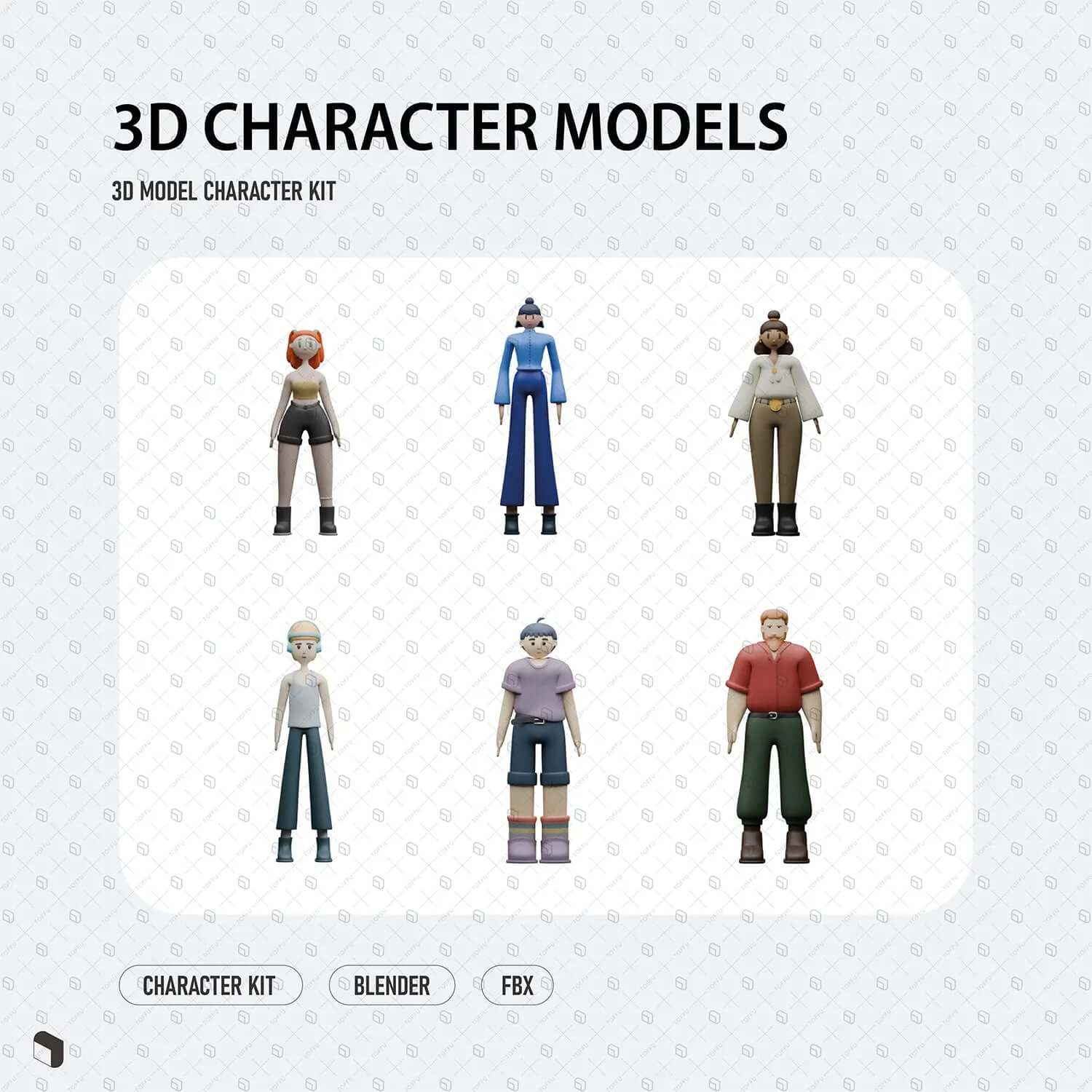 3D Model Stylized Characters 2 Digital Artwork drawings | Toffu Co