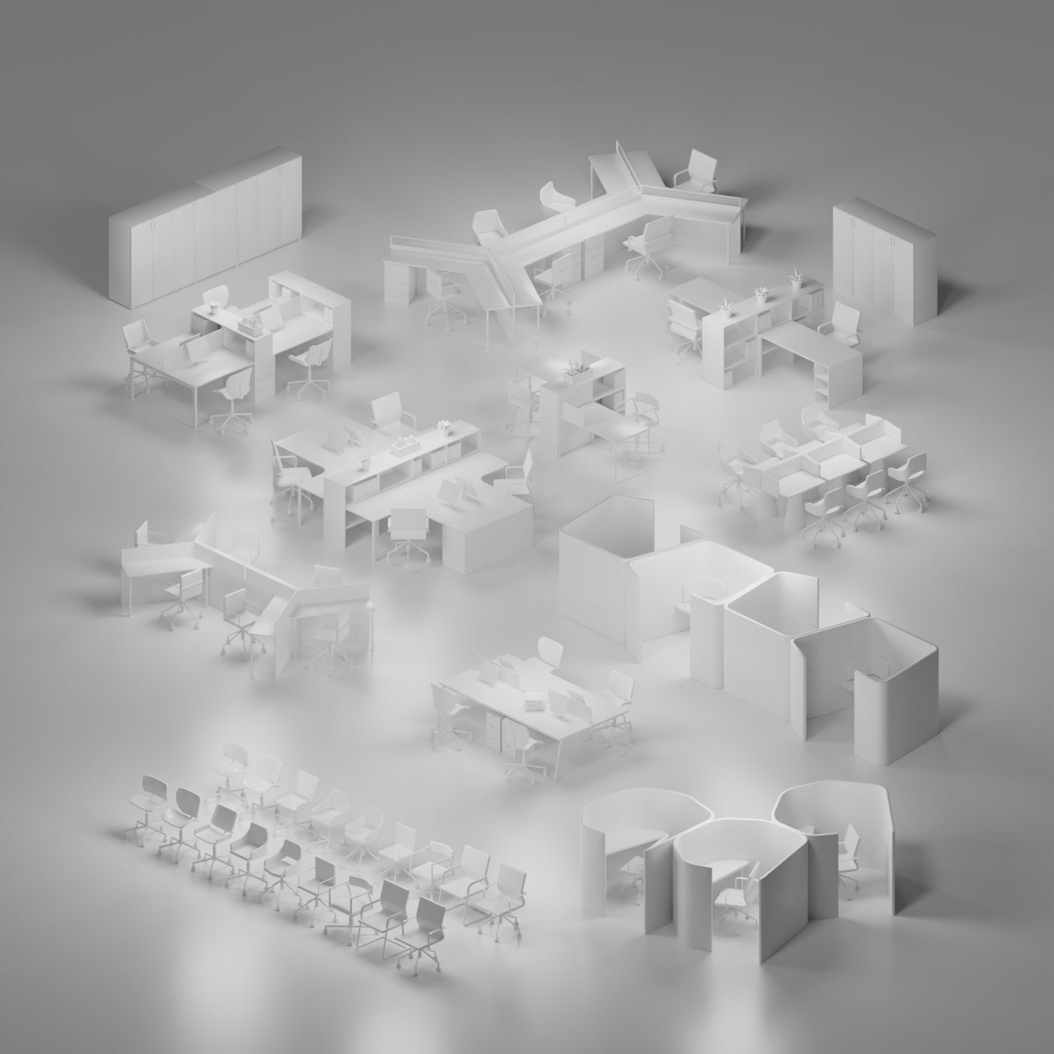 3D Model Collaborative Work Space Setups PNG - Toffu Co