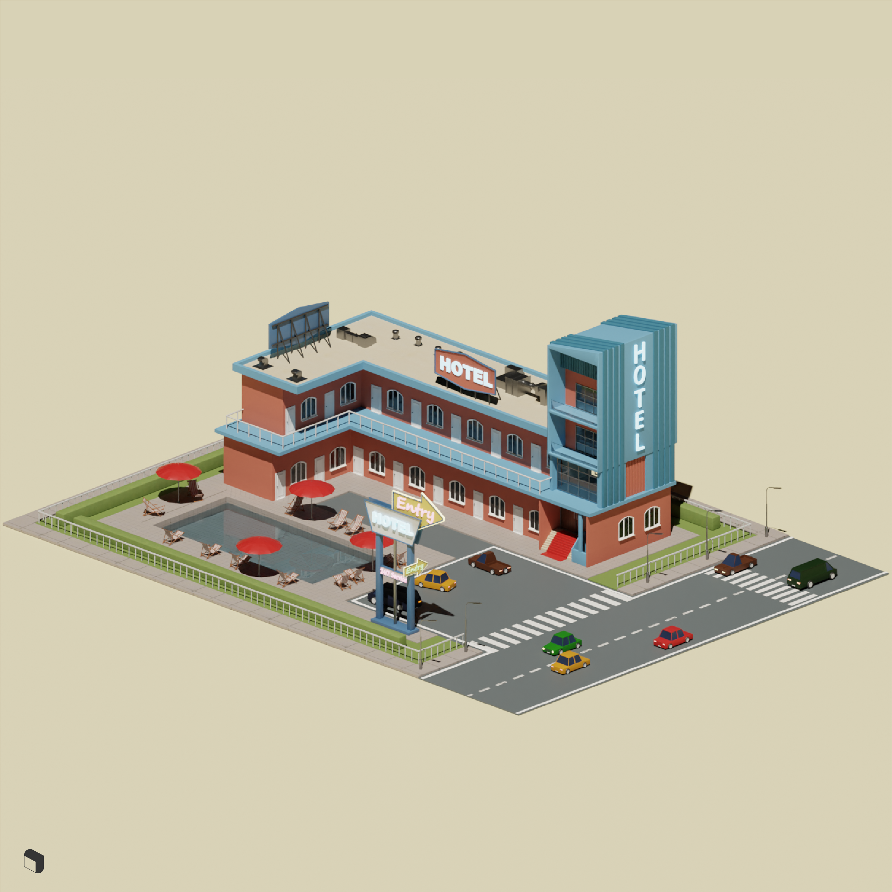 3D Model Commercial Buildings PNG - Toffu Co
