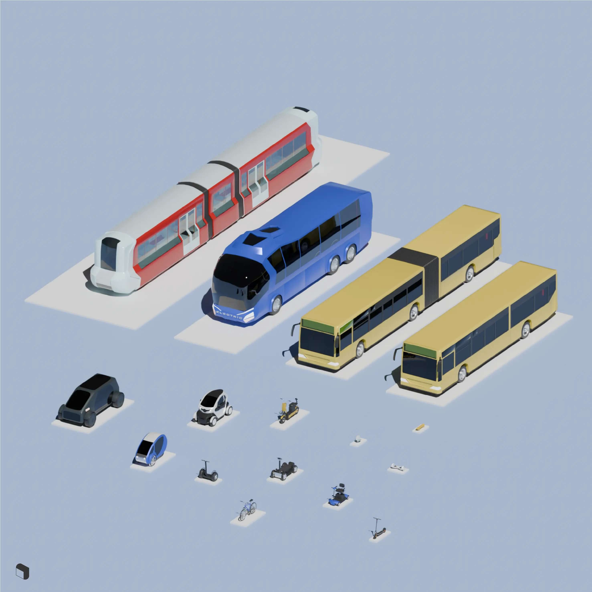 3d Modelling Vehicles 3D Model Eco-friendly Vehicles - Toffu Co