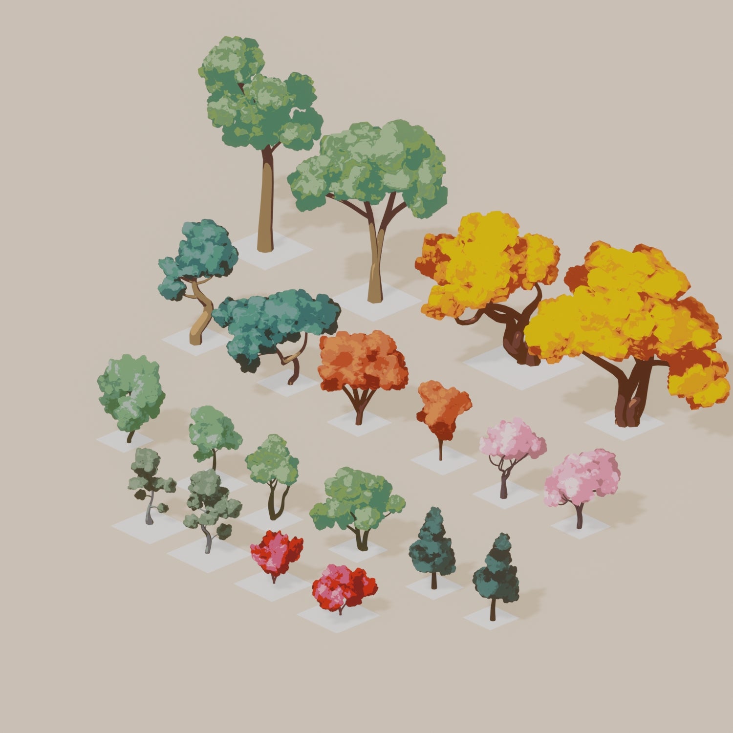 3D Model Ghibli Style Trees PNG - Toffu Co