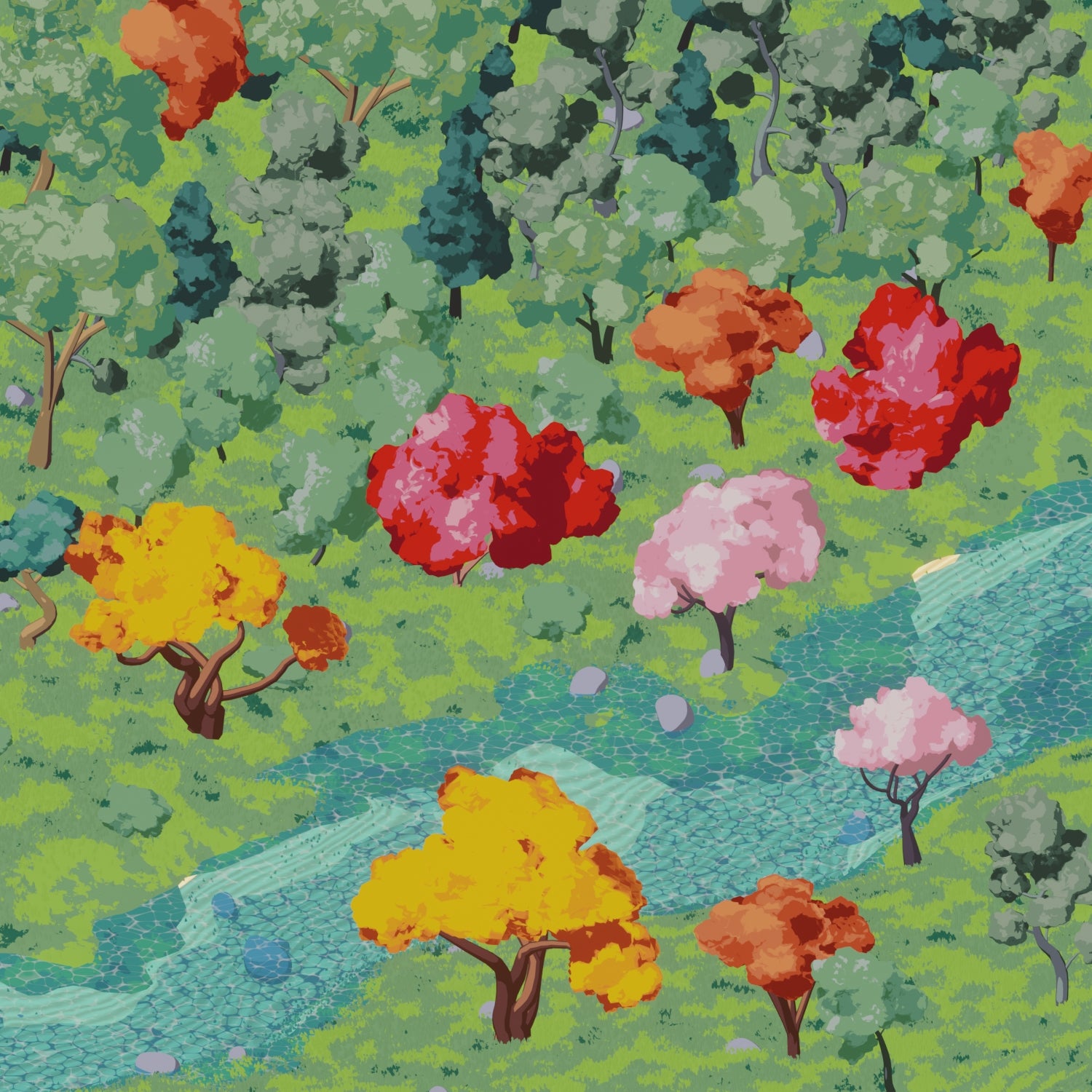 3D Model Ghibli Style Trees PNG - Toffu Co