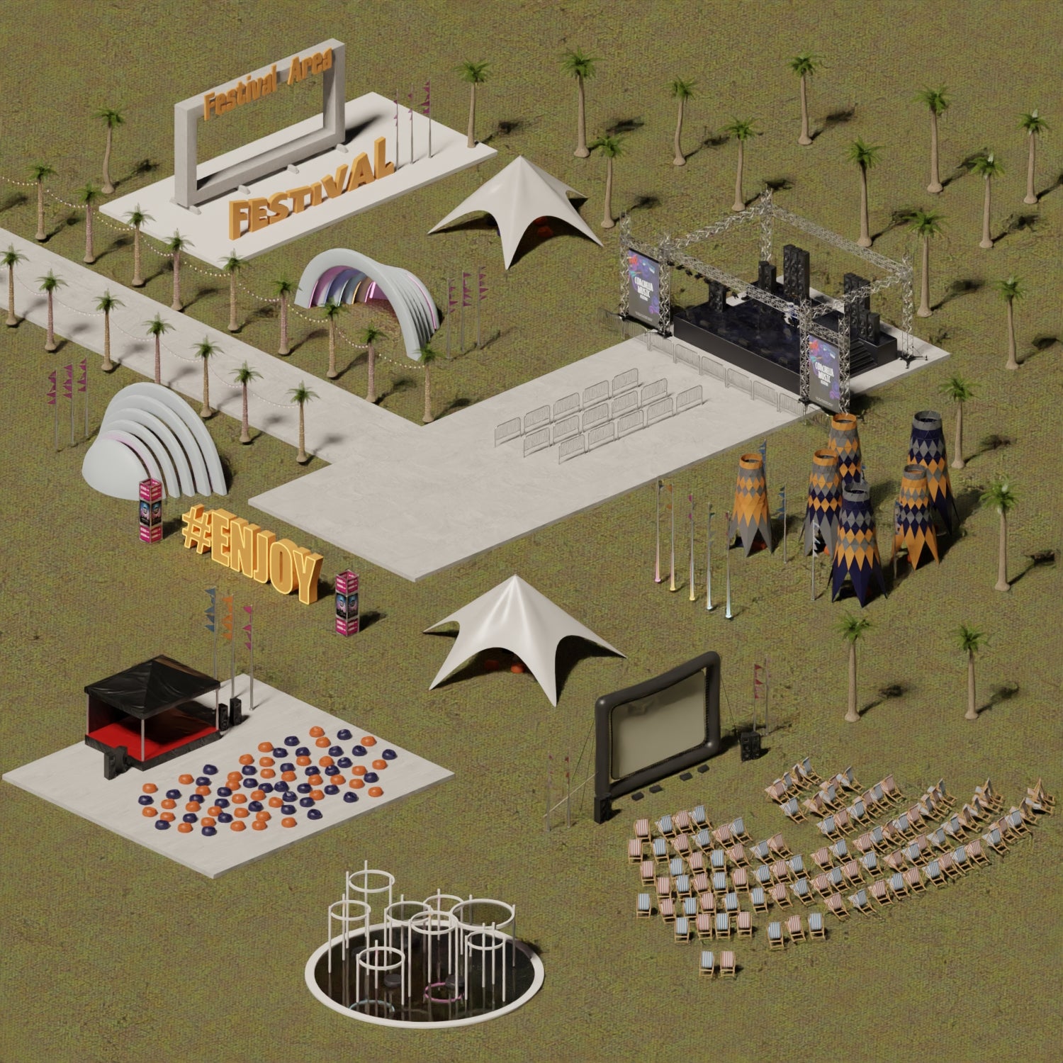 3D Model Festival Area Stage PNG - Toffu Co