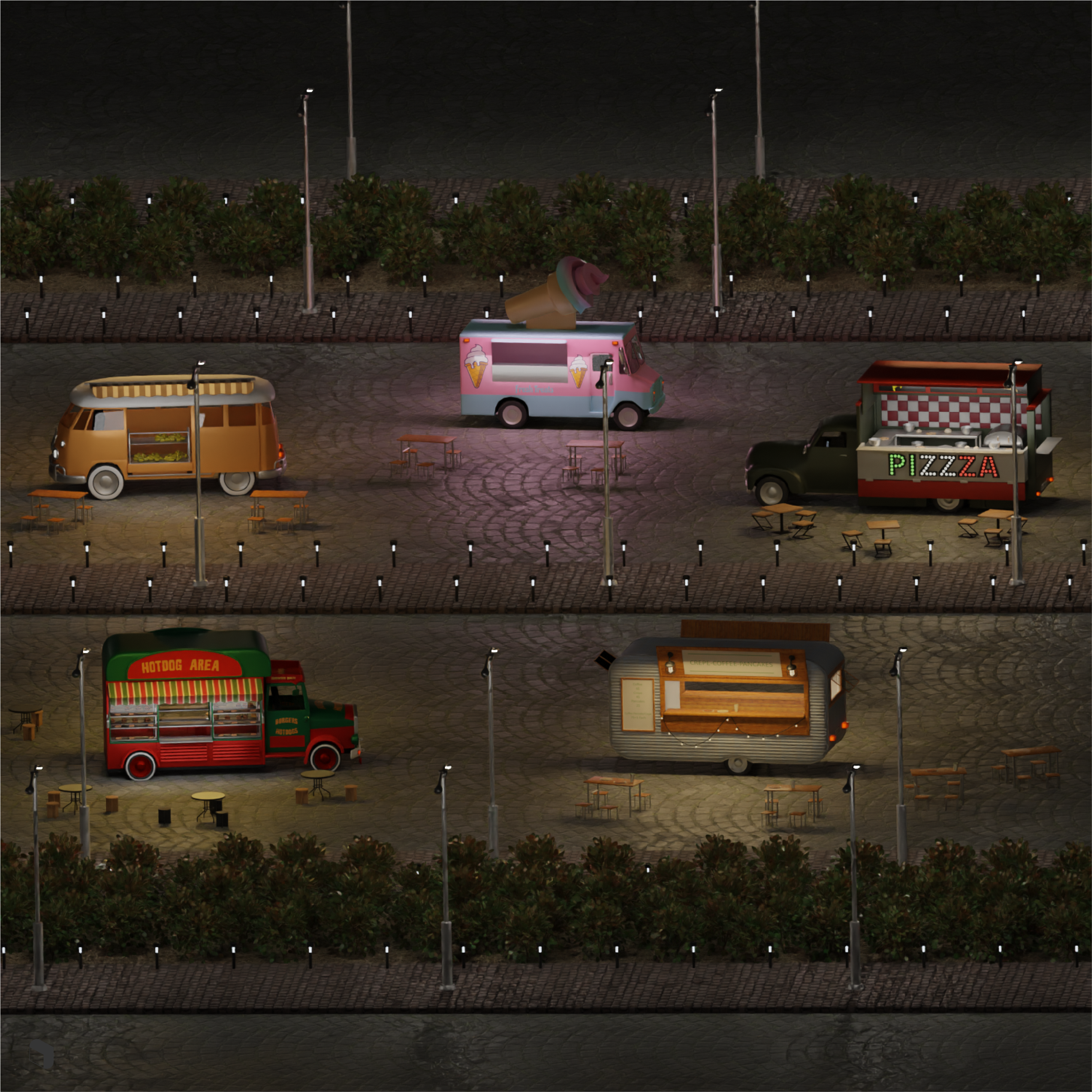 3D Model Street Food Trucks PNG - Toffu Co
