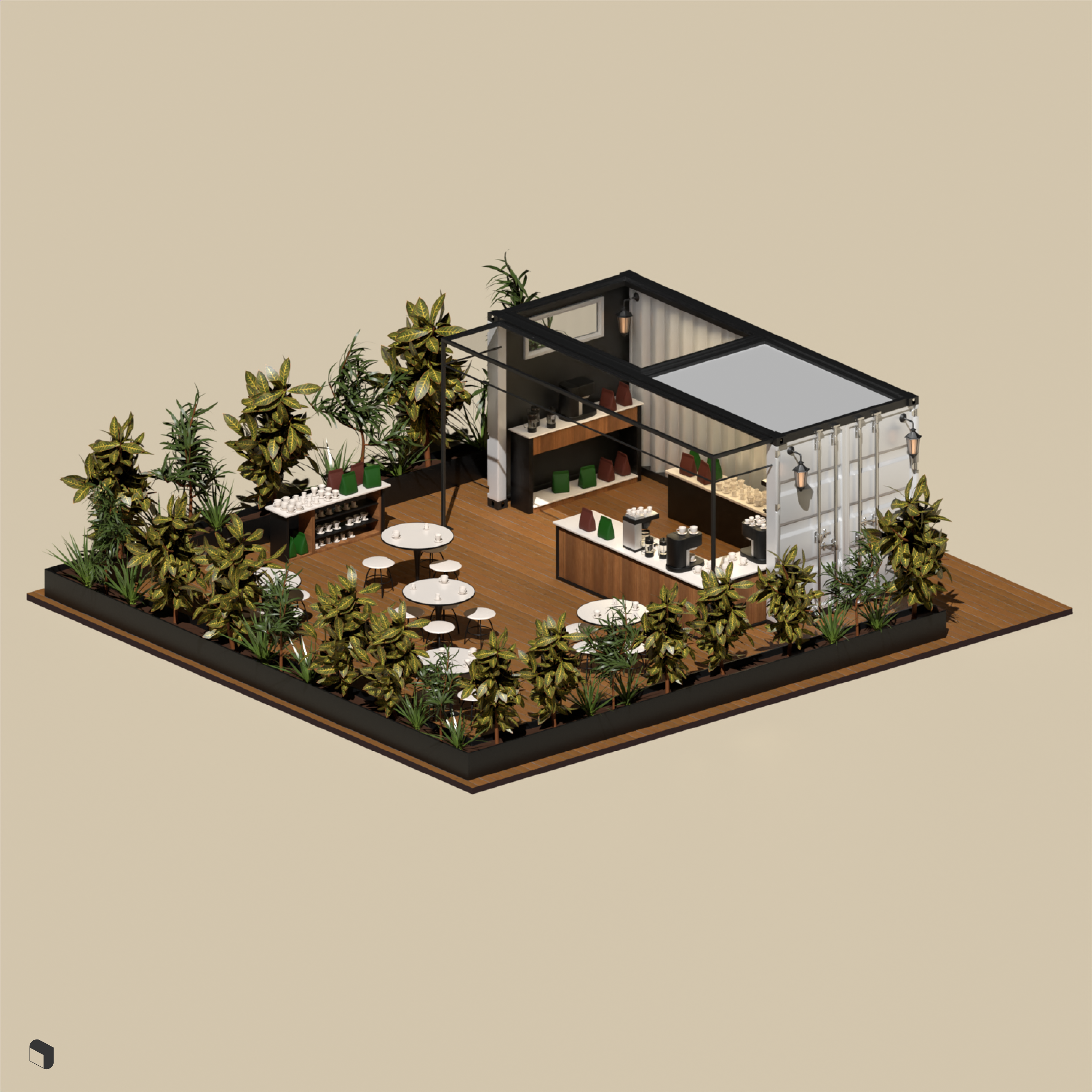 3D Model Container Cafes PNG - Toffu Co