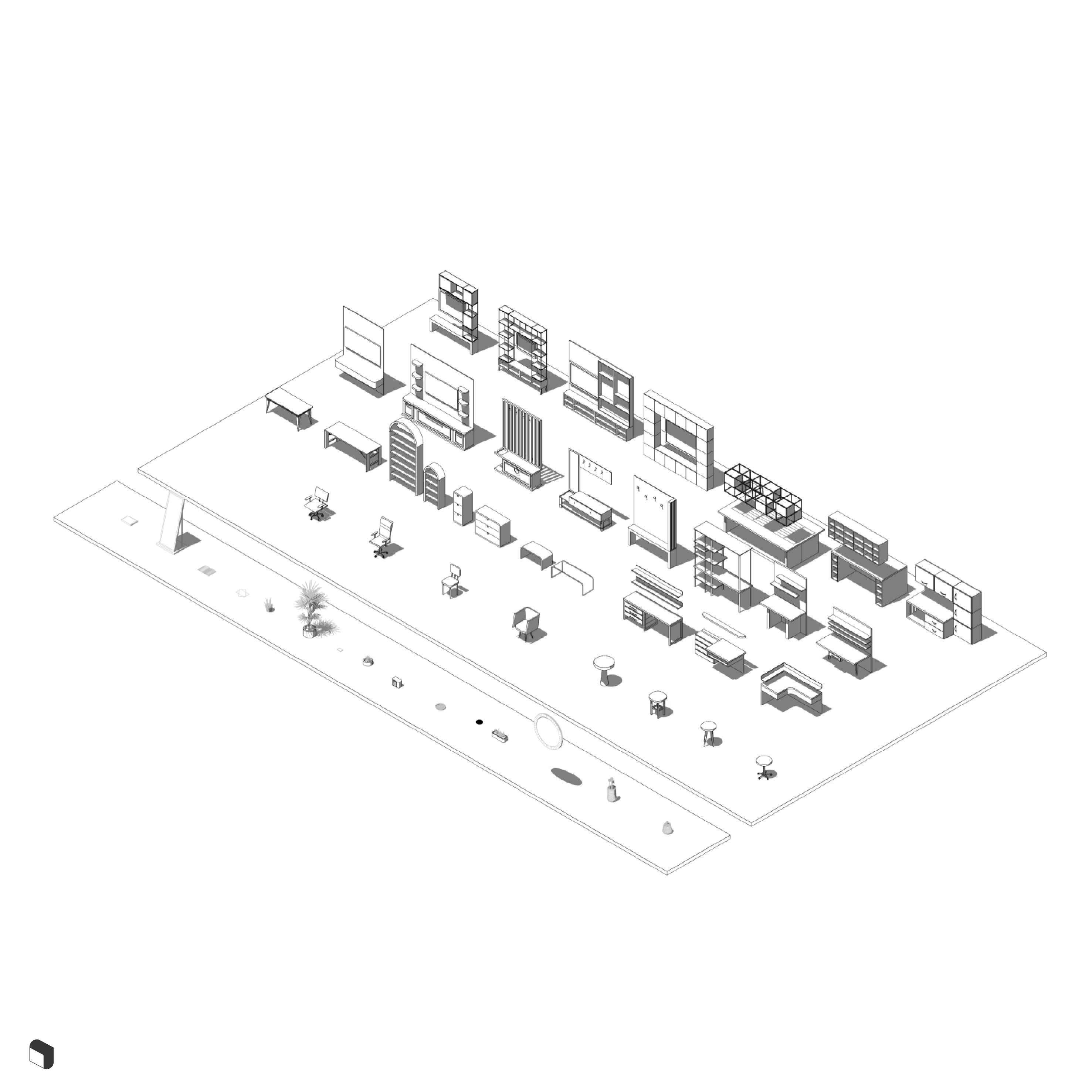 3D Model Revit Parametric Decoration Setups PNG - Toffu Co