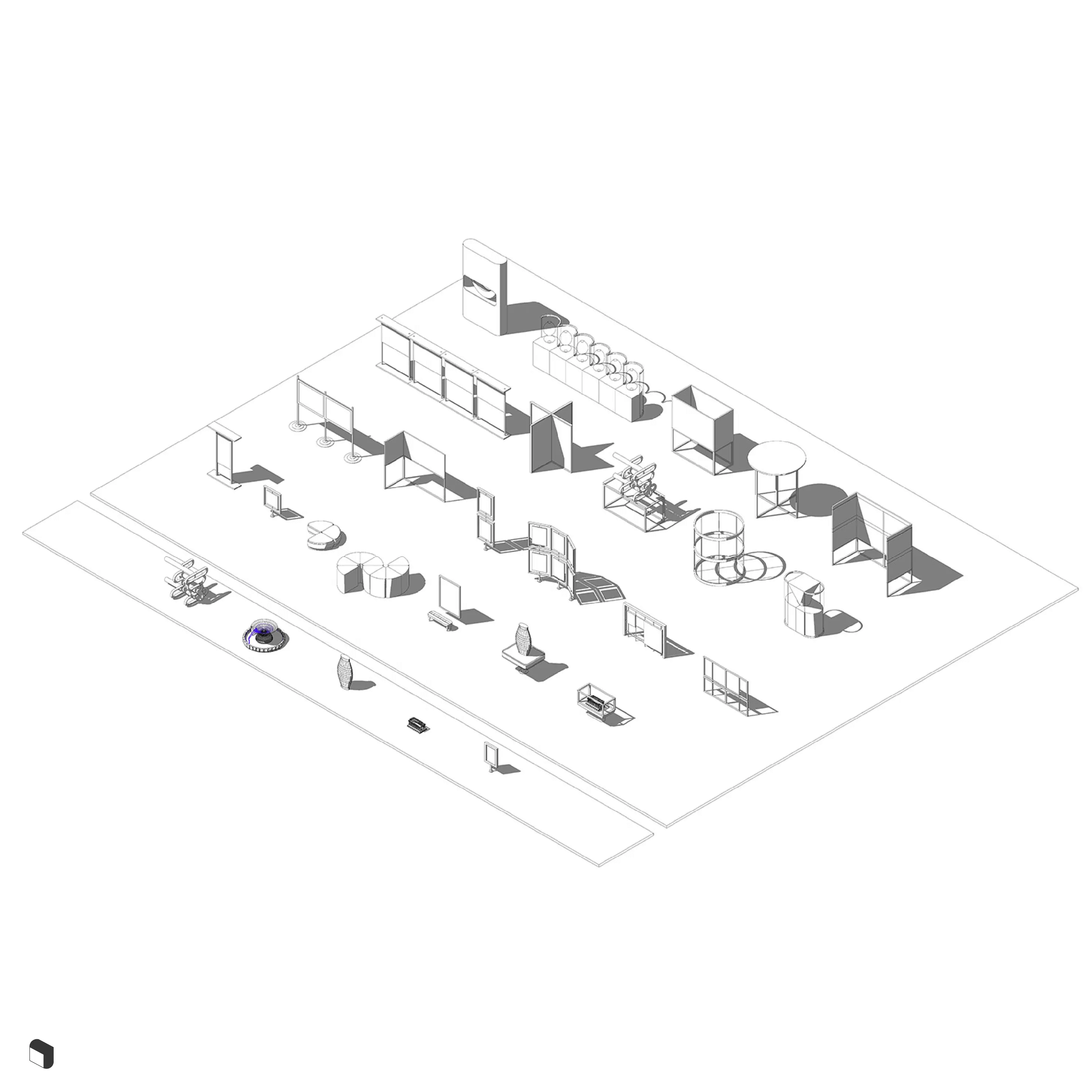 3D Model Revit Parametric Exhibition Furniture – Toffu Co