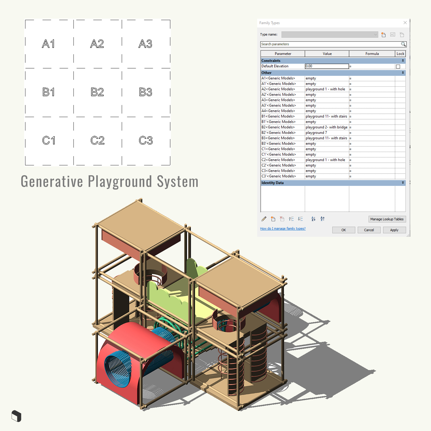 3D Model Revit Generative Playground PNG - Toffu Co