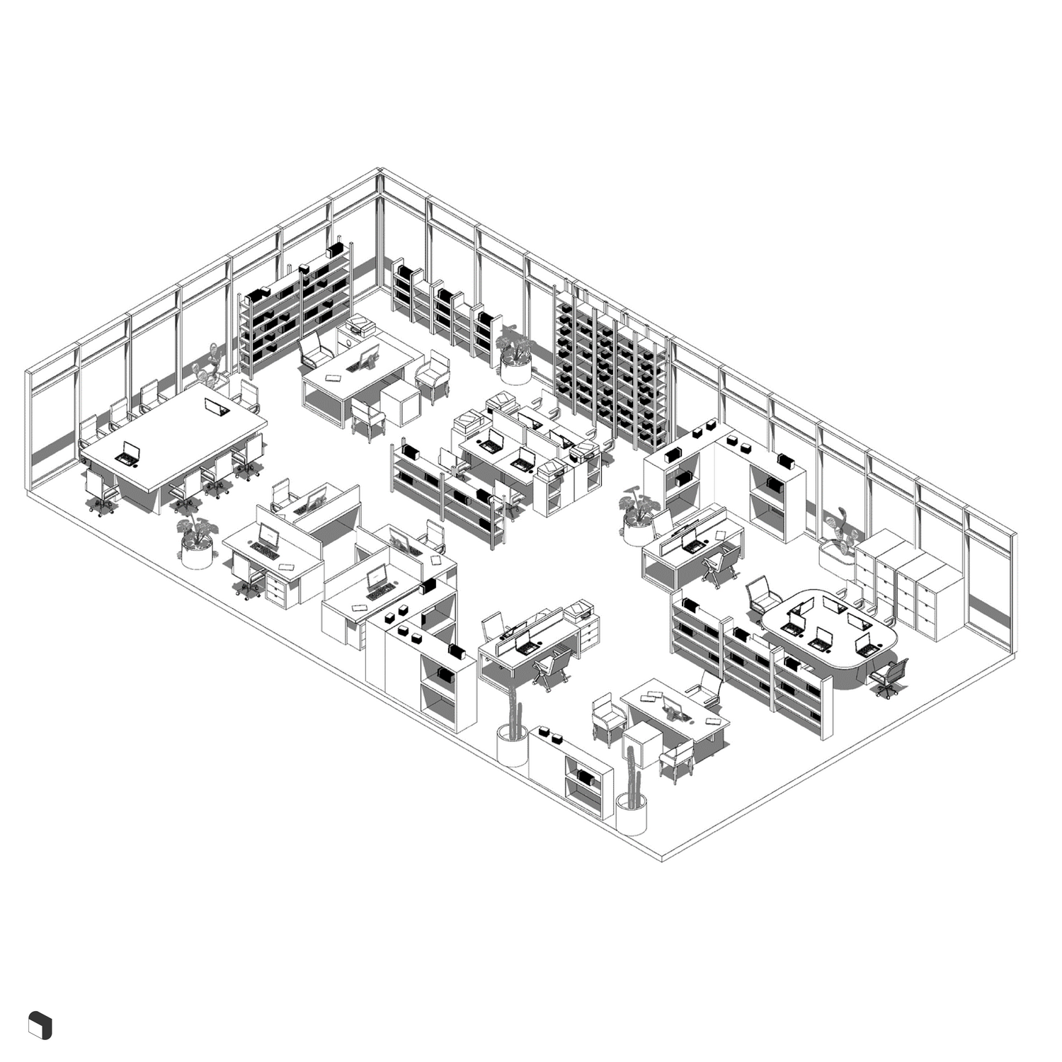 3D Model Revit Office Setups PNG - Toffu Co