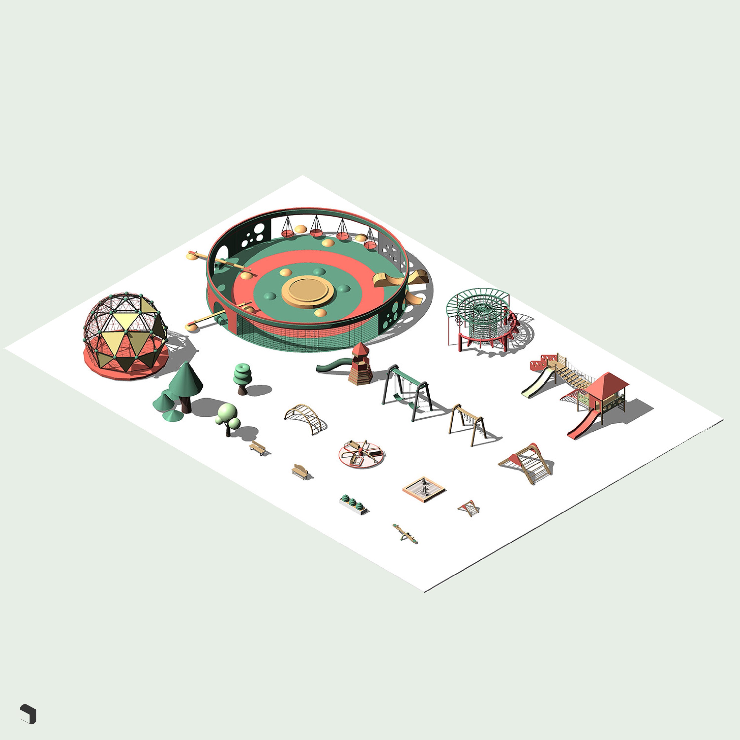3D Model Revit Playground PNG - Toffu Co