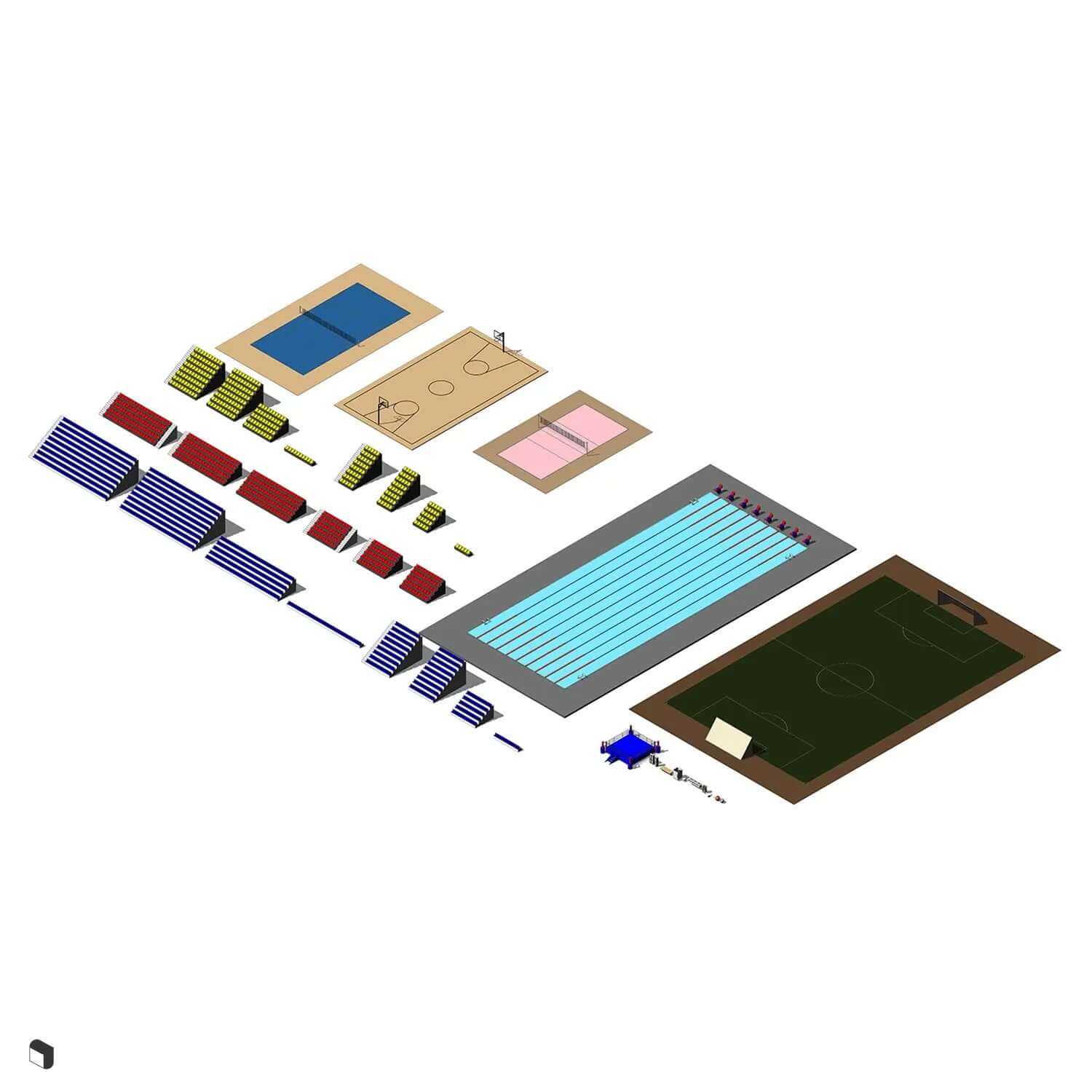 3D Model Revit Sport Center Digital Artwork drawings | Toffu Co