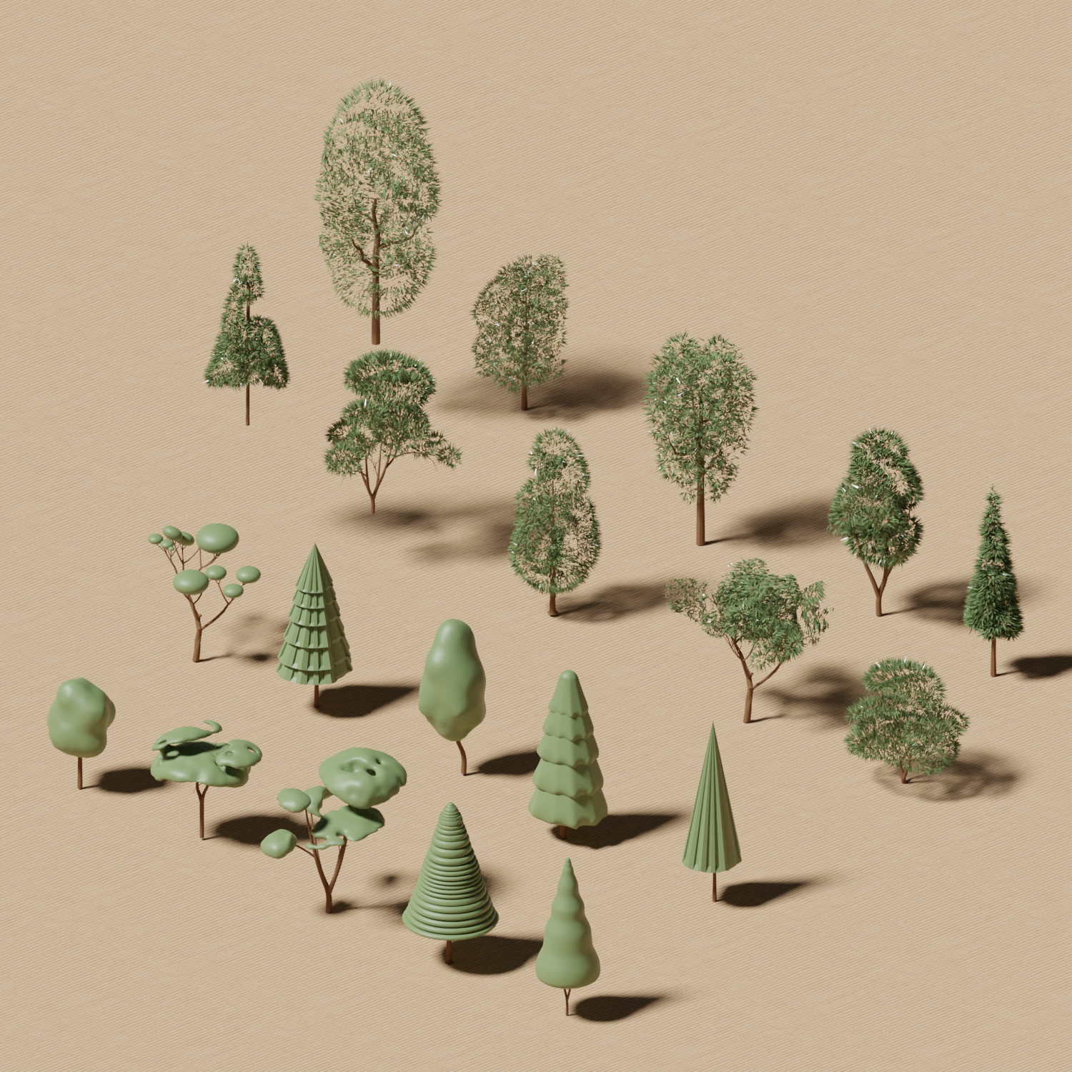 3D Model Trees 3 PNG - Toffu Co
