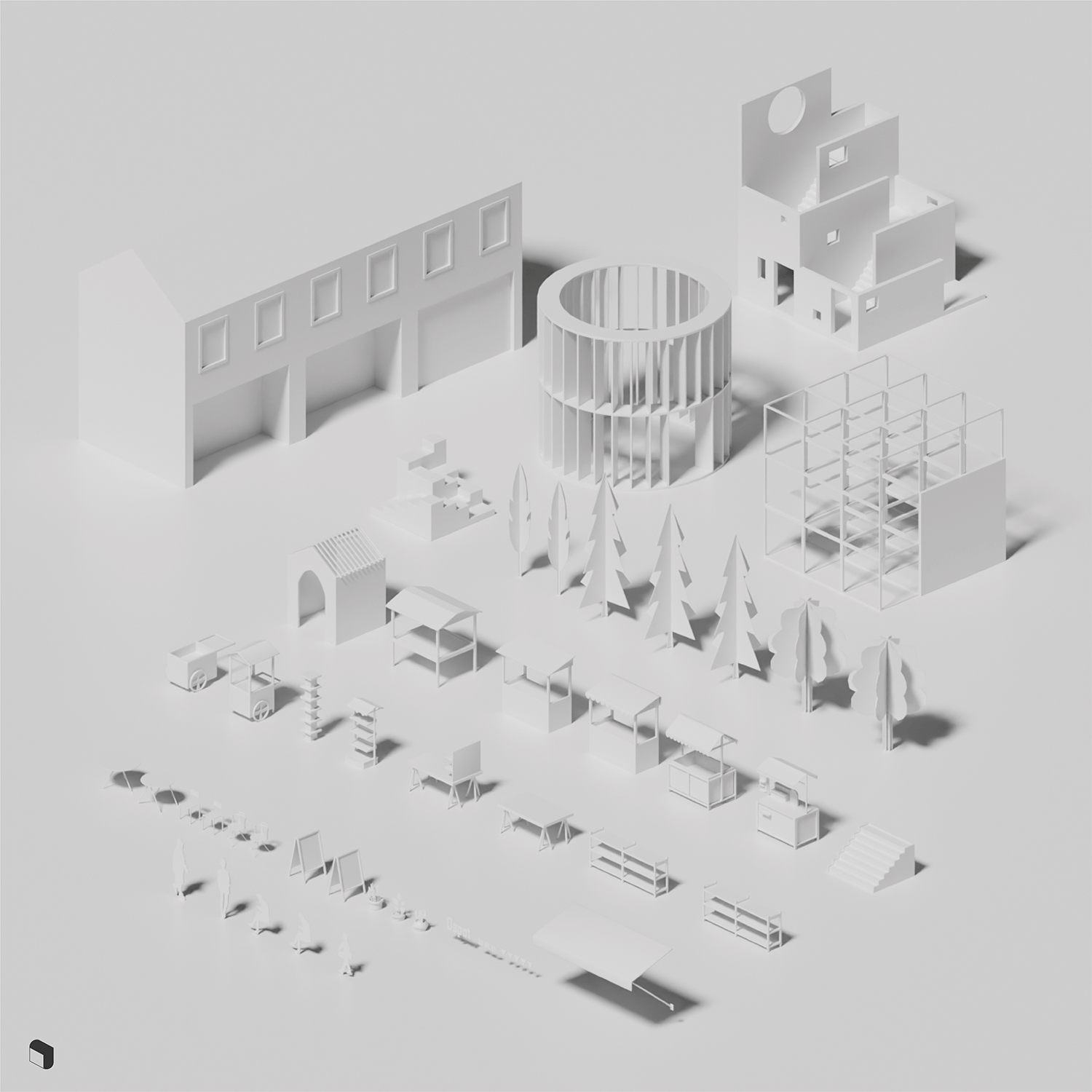 3D Model Physical Model Paper Urban Fillers Digital Artwork drawings | Toffu Co