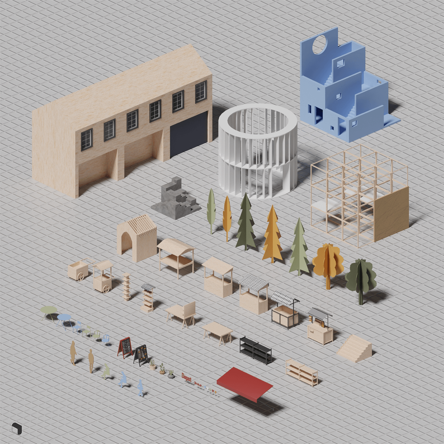 3D Model Physical Model Paper Urban Fillers Digital Artwork drawings | Toffu Co