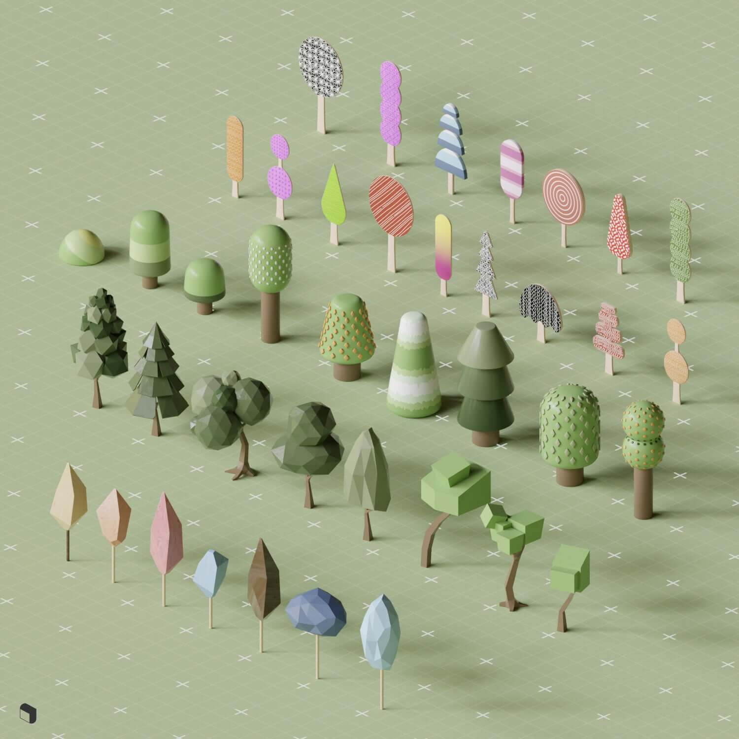 3D Model Physical Model Tree Set - Toffu Co