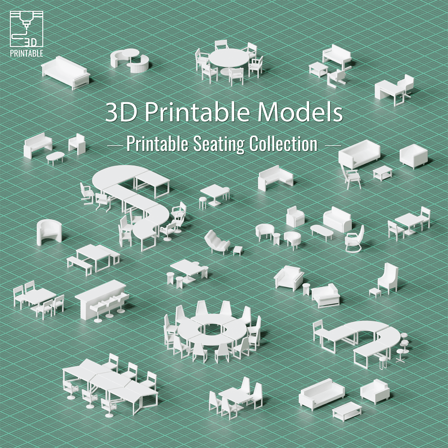 3D Model Printable Seating Collection Digital Artwork drawings | Toffu Co