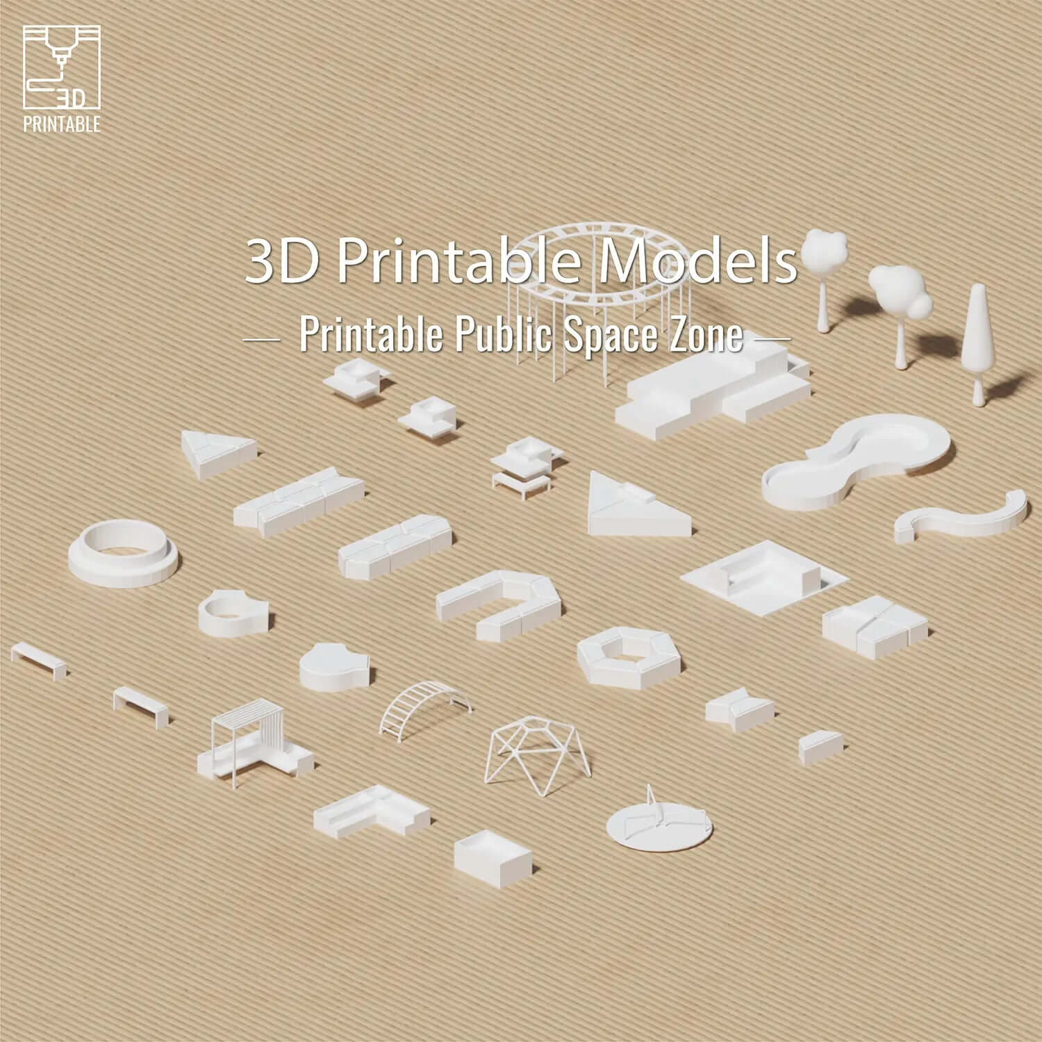 3D Model Printable Public Space Zone Digital Artwork drawings | Toffu Co