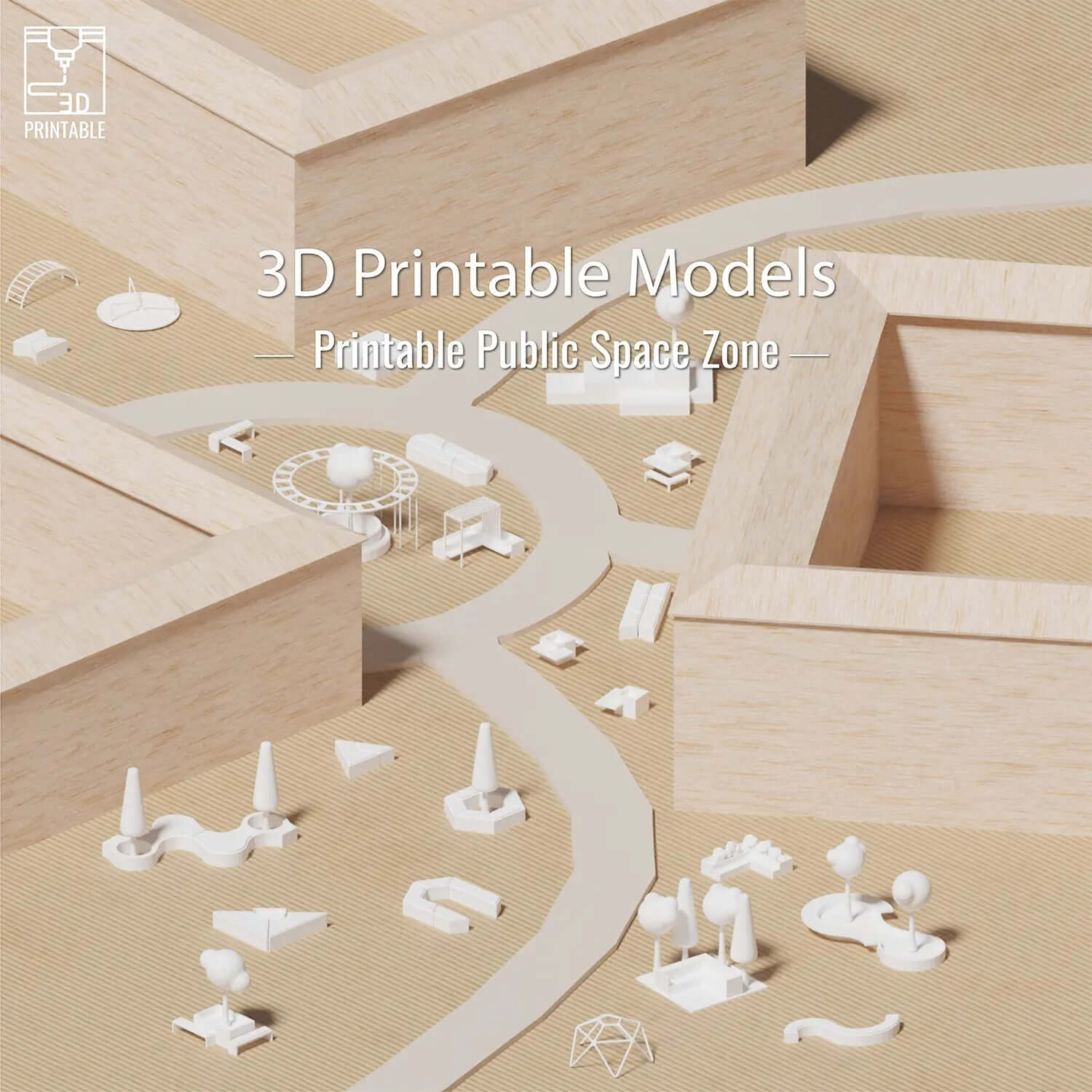 3D Model Printable Public Space Zone Digital Artwork drawings | Toffu Co